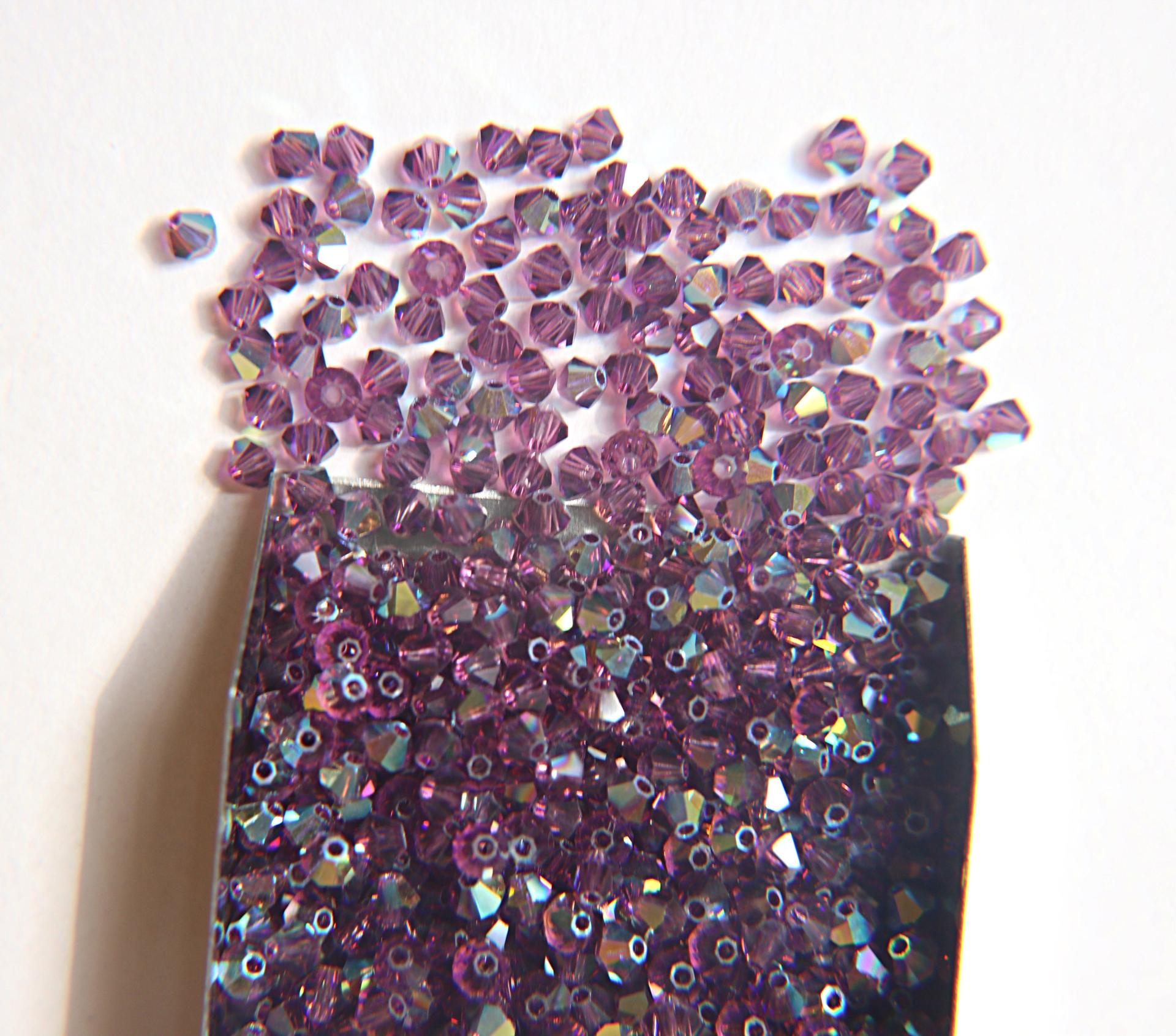 Swarovski 4mm Amethyst AB Bicones 36/72/144/432/720 Pieces PREMIUM rainbow beads jewelry making couture embellishments, embroidery materials