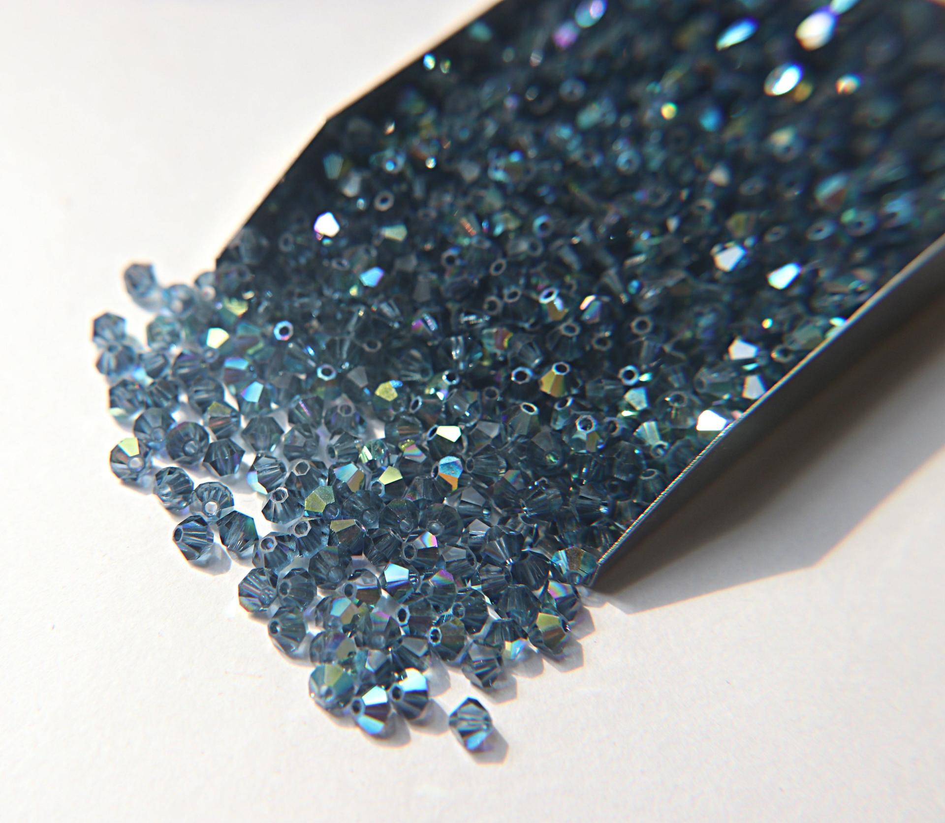 4mm Swarovski Montana AB Bicones 36/72/144/432/720 Pieces Jewellery making beads, couture embellishments, rainbow sequins