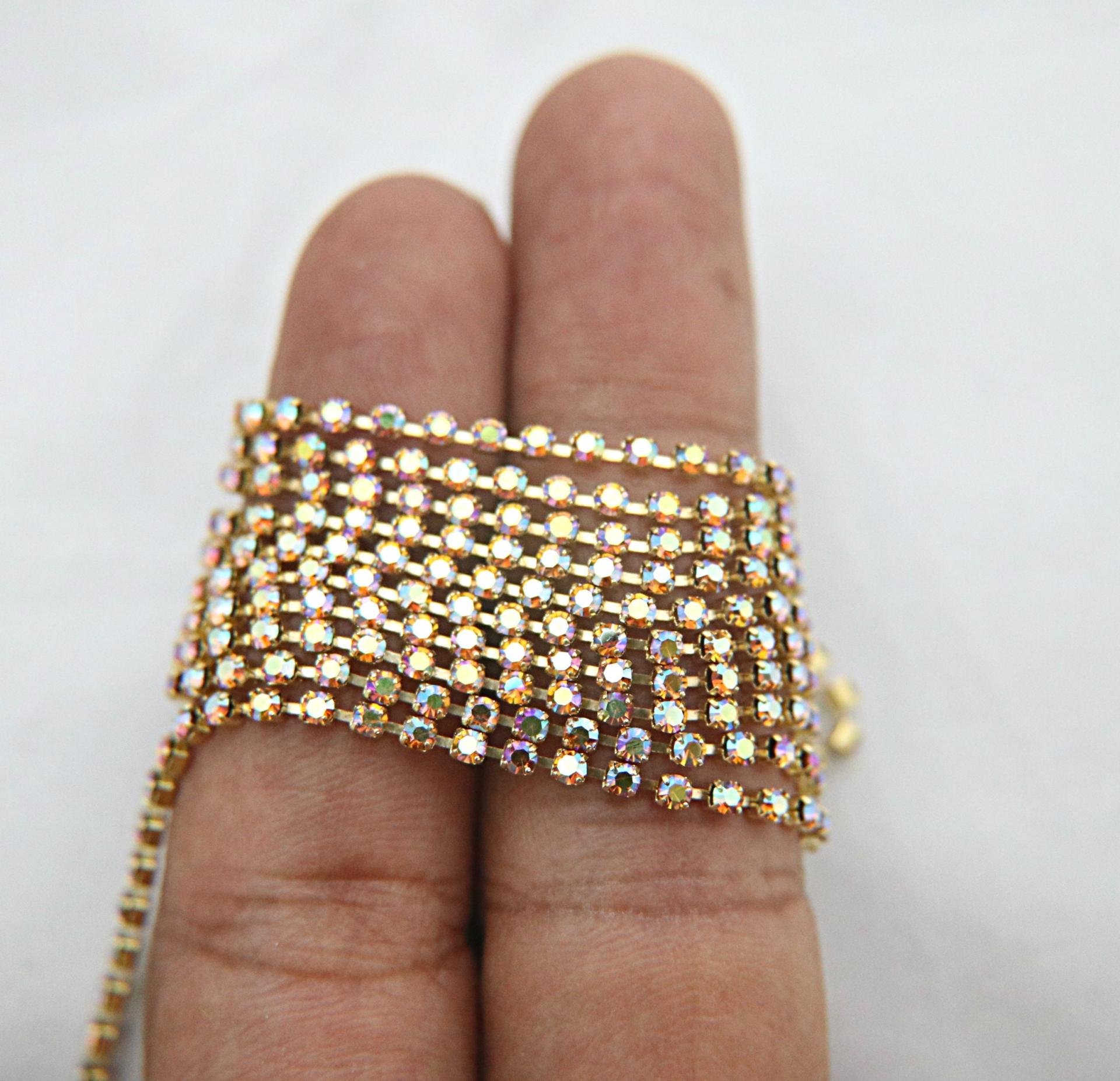 14PP Rhinestone Chain Swarovski vintage Aurore Boreale rainbow 2mm (0.5/1/2/5 meters) Wedding Bridal Supplies|Jewelry Making|decorations