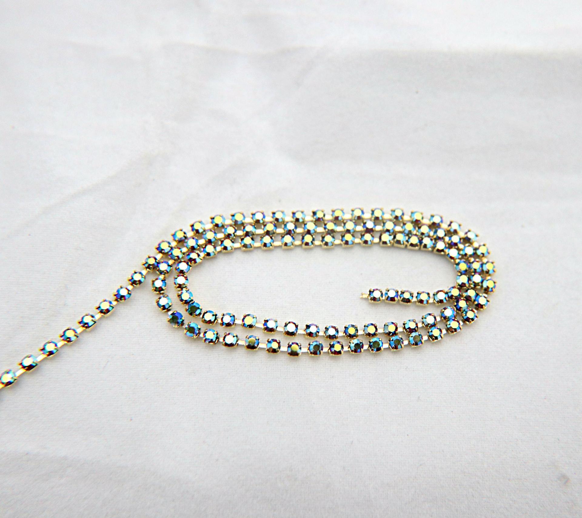 14PP Rhinestone Chain Swarovski vintage Aurore Boreale rainbow 2mm (0.5/1/2/5 meters) Wedding Bridal Supplies|Jewelry Making|decorations