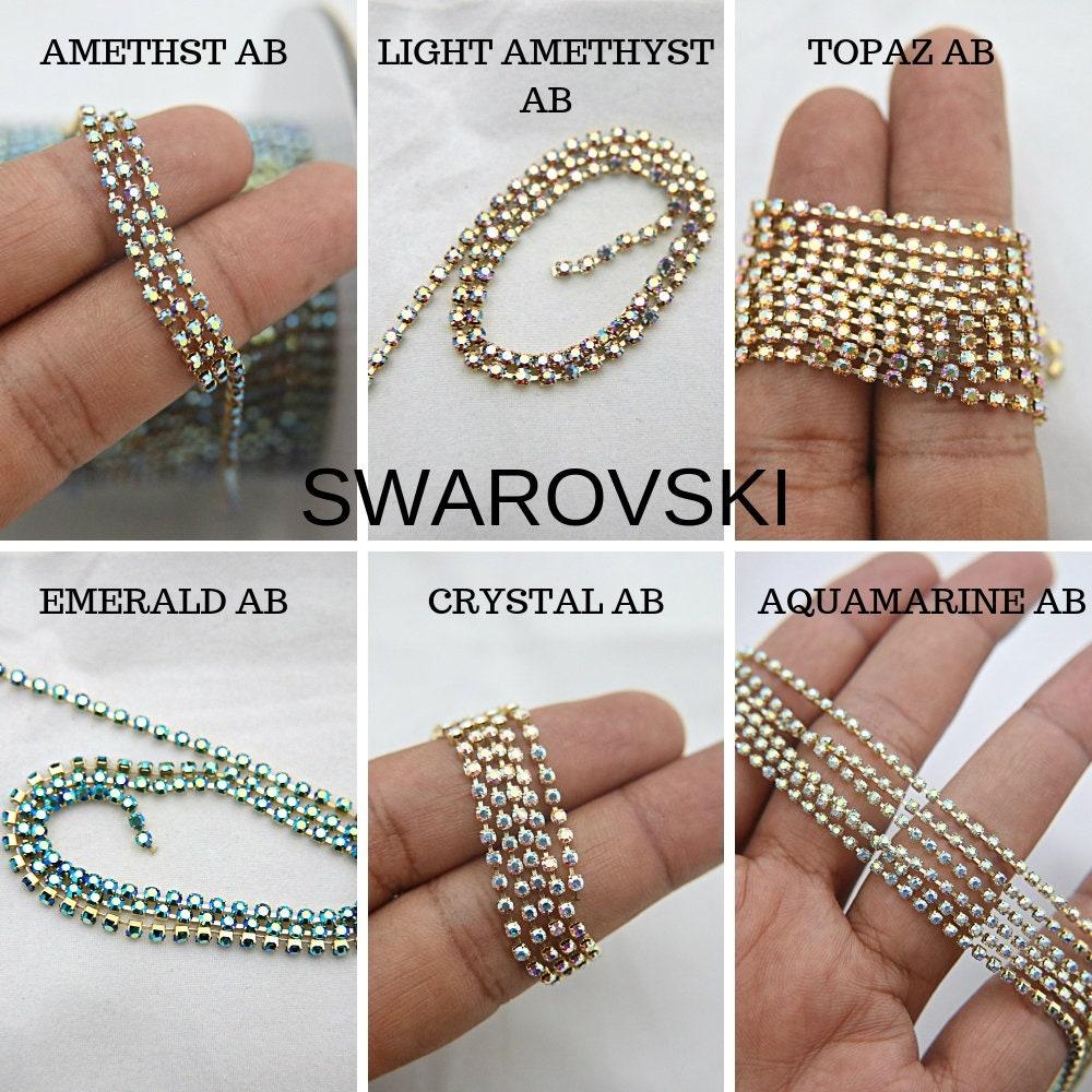 14PP Rhinestone Chain Swarovski vintage Aurore Boreale rainbow 2mm (0.5/1/2/5 meters) Wedding Bridal Supplies|Jewelry Making|decorations