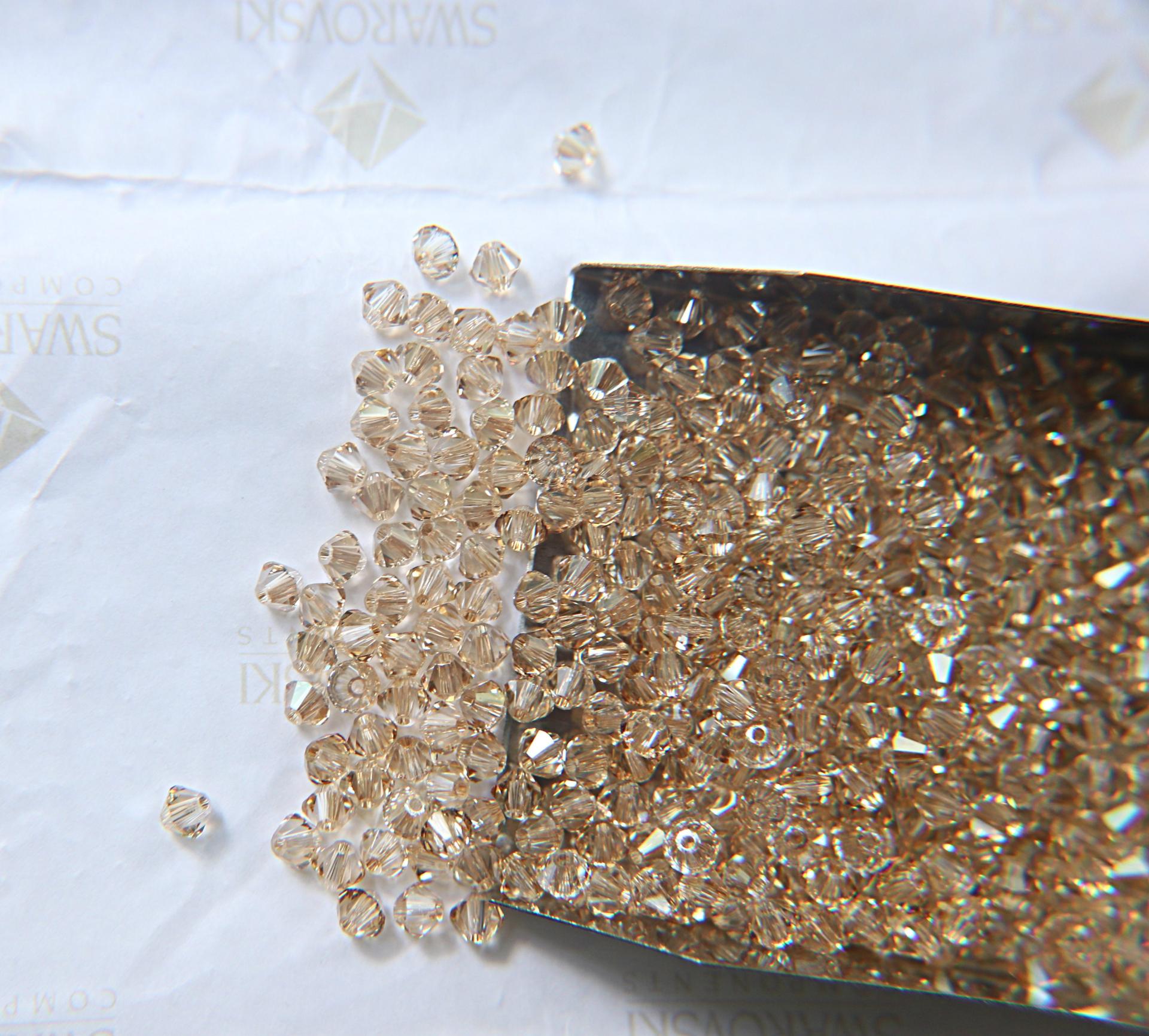 Swarovski (3/4mm) Crystal Golden Shadow Bicones Beads 36/72/144/432/720 Pieces PREMIUM MATERIALS,embroidery materials, jewelry supplies