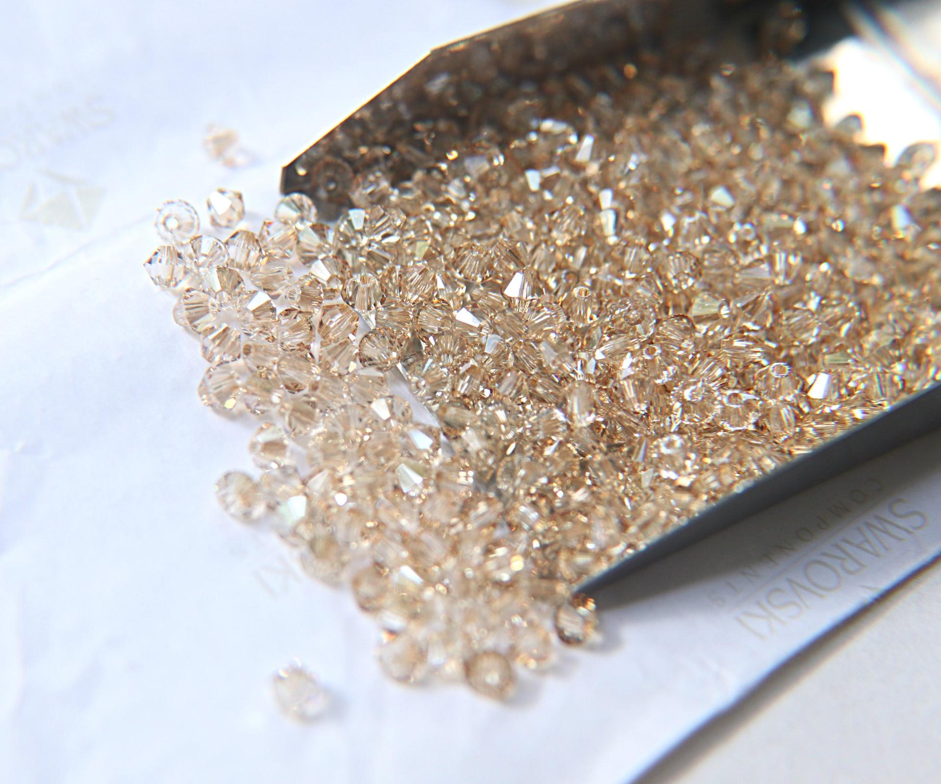 Swarovski (3/4mm) Crystal Golden Shadow Bicones Beads 36/72/144/432/720 Pieces PREMIUM MATERIALS,embroidery materials, jewelry supplies