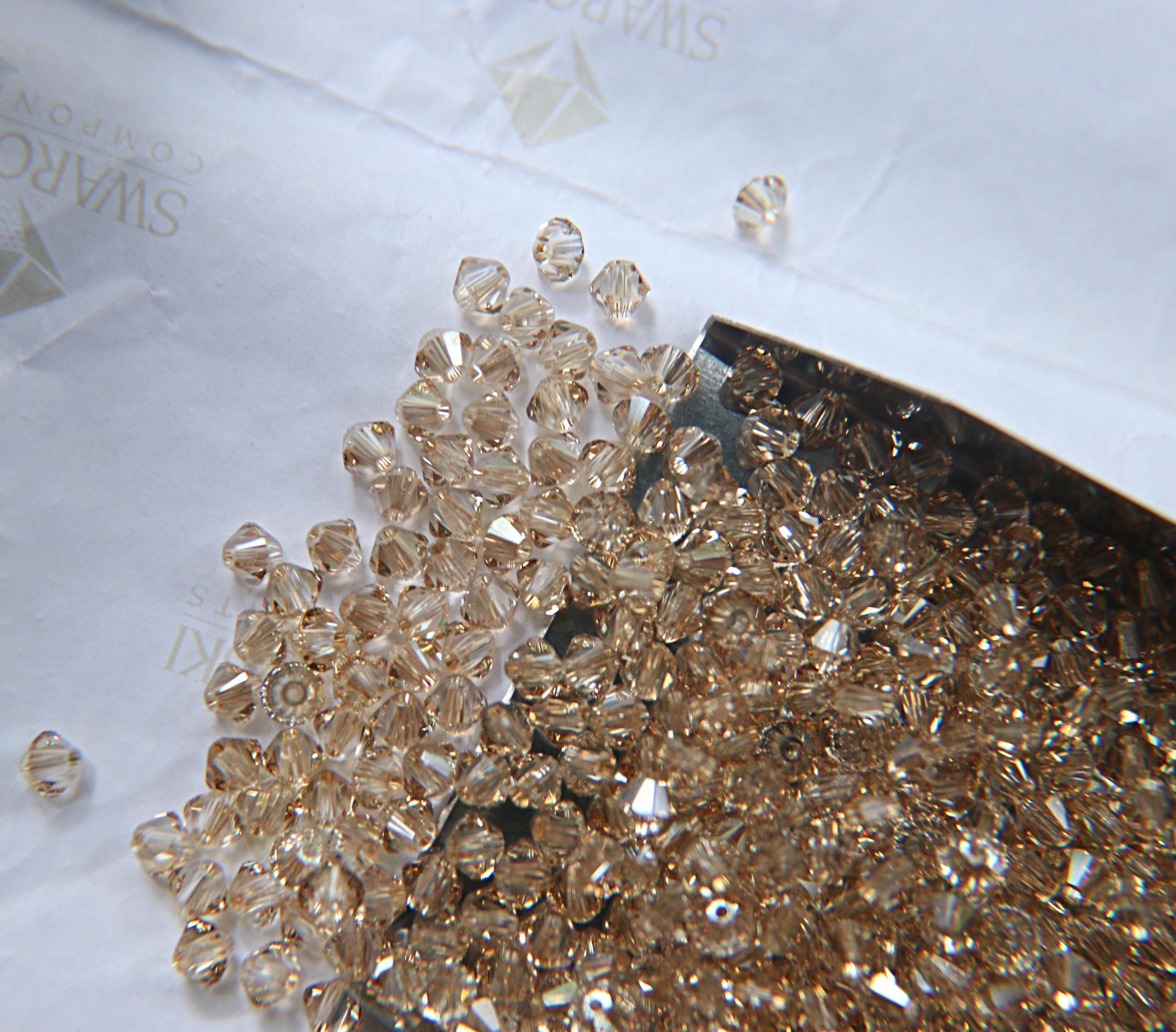 Swarovski (3/4mm) Crystal Golden Shadow Bicones Beads 36/72/144/432/720 Pieces PREMIUM MATERIALS,embroidery materials, jewelry supplies