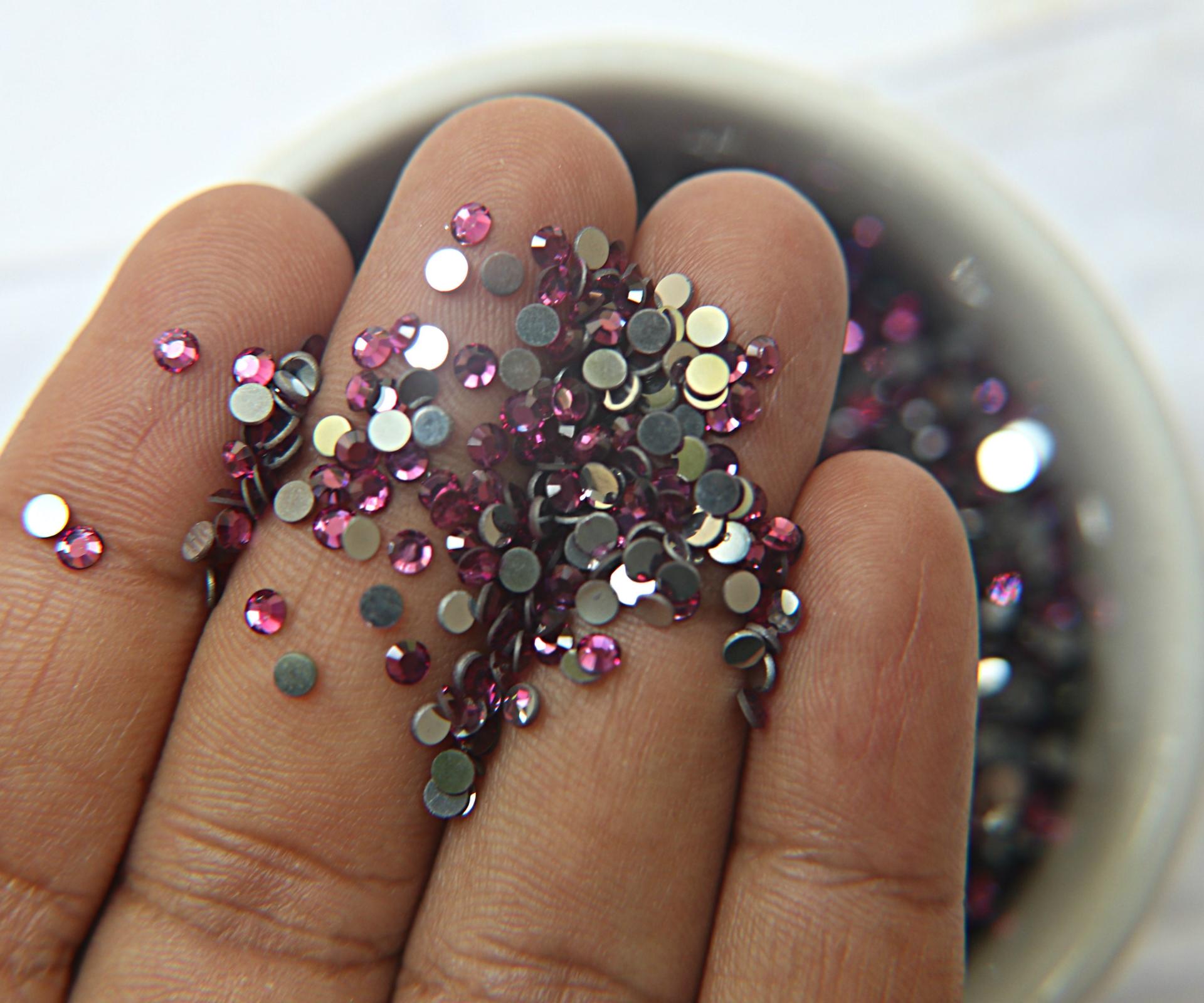 10/12SS Swarovski Flatbacks in Fuchsia Chaton Roses 2088 Made in Austria 72/144/720/1440 Nail art decoration, craft supplies, jewelry making