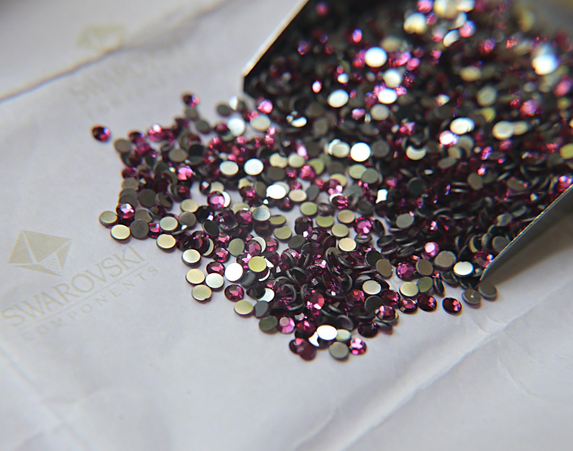 10/12SS Swarovski Flatbacks in Fuchsia Chaton Roses 2088 Made in Austria 72/144/720/1440 Nail art decoration, craft supplies, jewelry making