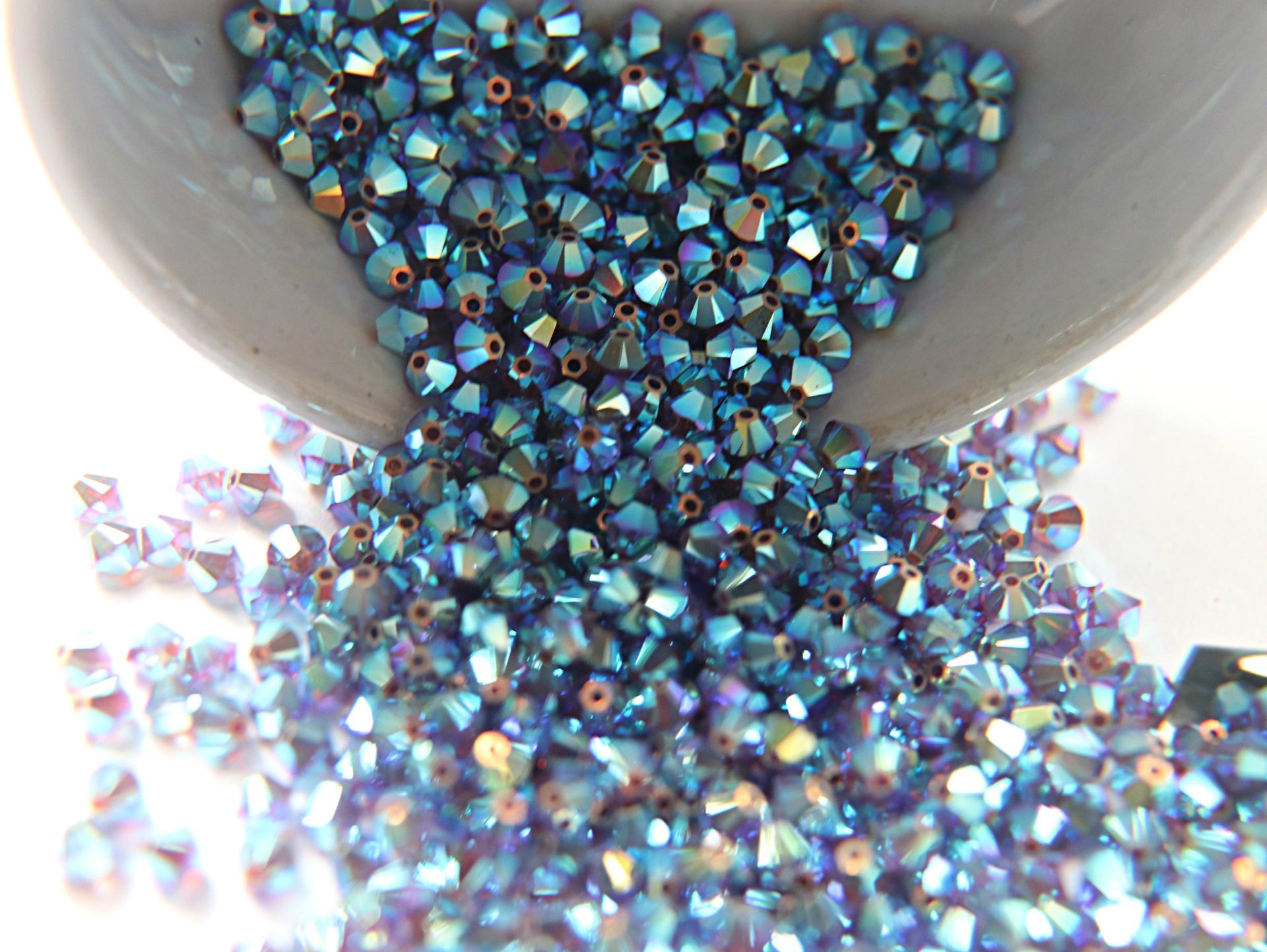 4mm Dark Mocca 2X Aurore Boreale Swarovski Bicone Cuts beads AB 36/72/144/432/720 Pieces embellishment couture, embroidery materials