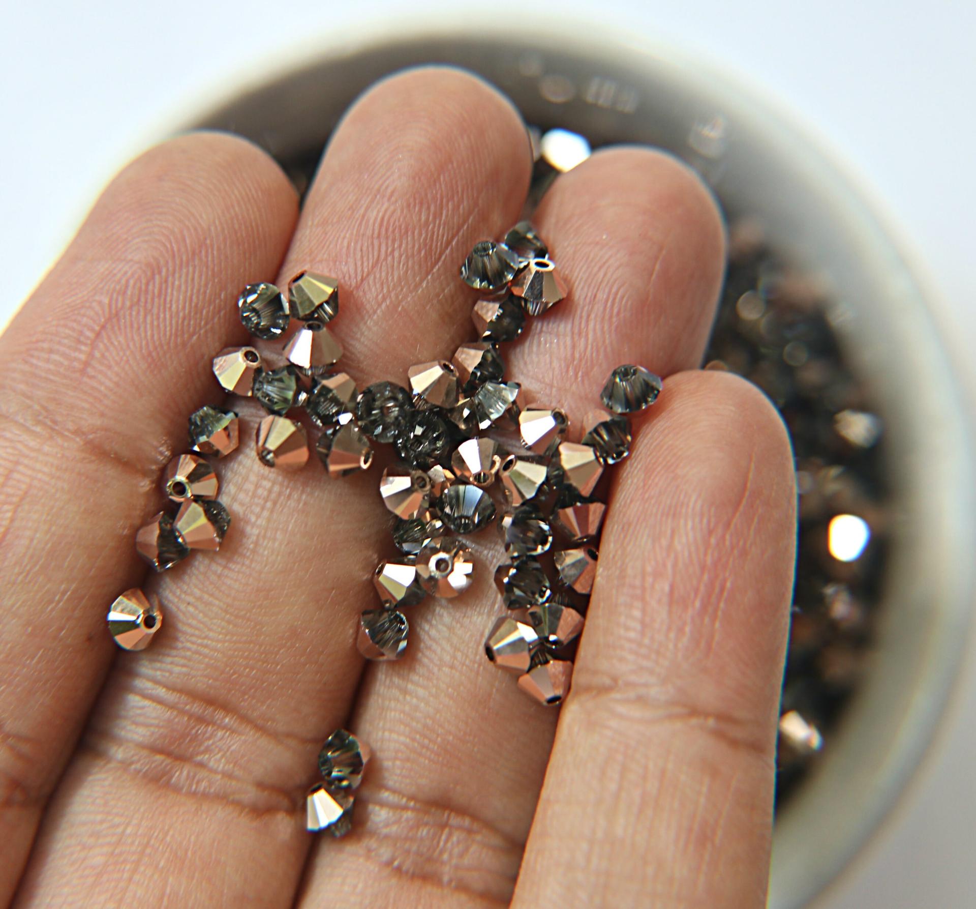 Swarovski (4mm) Crystal Rose Gold Bicones RARE Beads 36/72/144/432/720 Pieces PREMIUM beads, jewelry making, couture embellishments