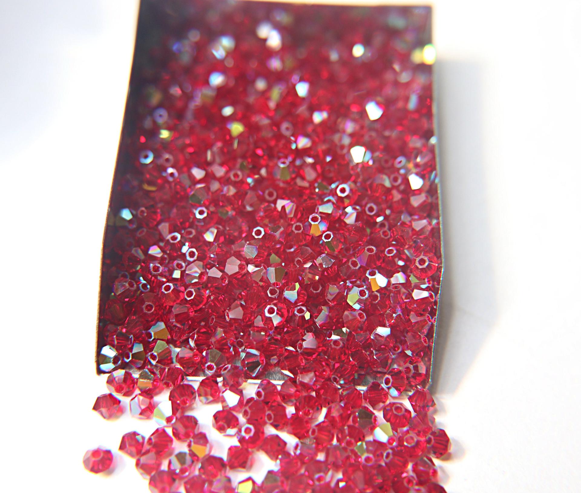 3/4mm Swarovski Siam AB Bicones beads 36/72/144/432/720 Pieces rainbow beads, jewelry making, couture embellishments, embroidery