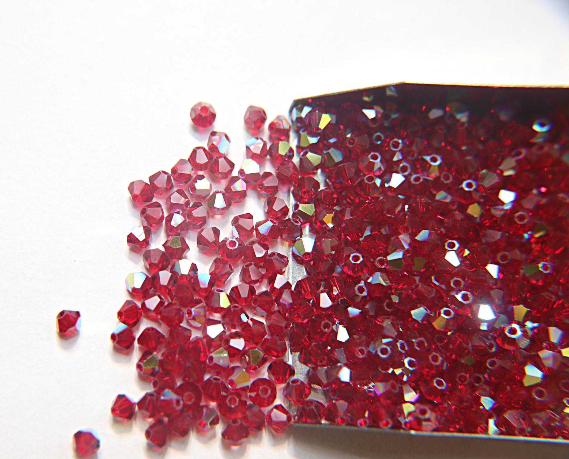 3/4mm Swarovski Siam AB Bicones beads 36/72/144/432/720 Pieces rainbow beads, jewelry making, couture embellishments, embroidery