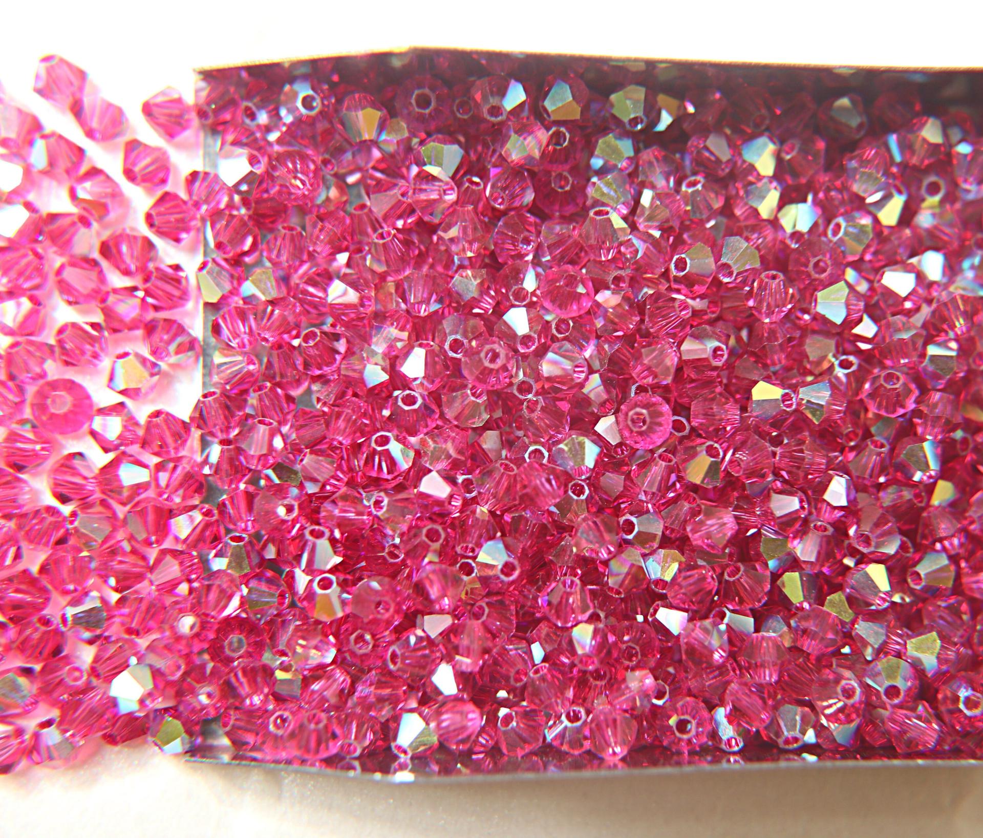 4mm Swarovski Fuchsia AB Bicones rainbow beads 36/72/144/432/720 Pieces rainbow beads, jewelry making, couture embellishments, embroidery
