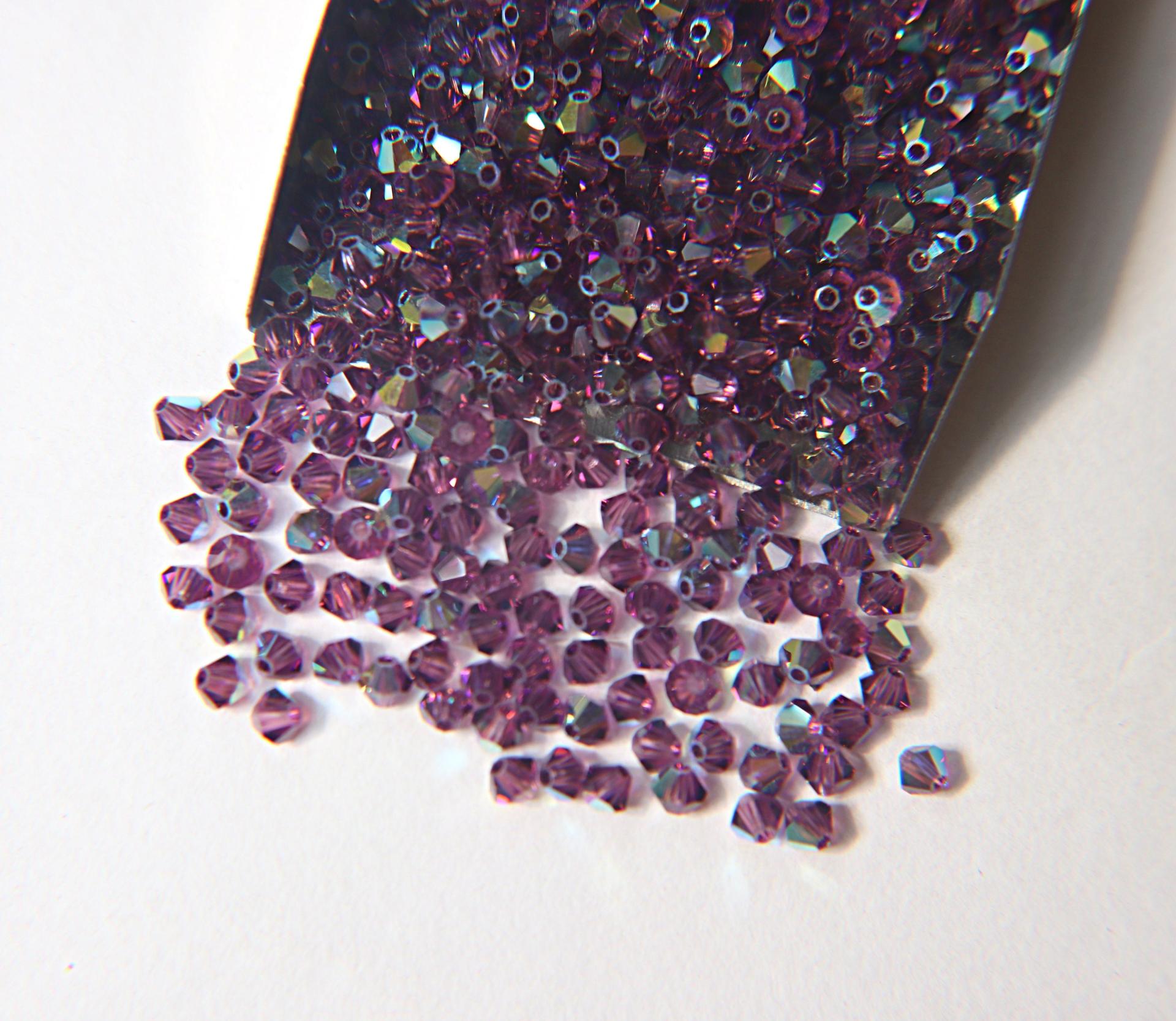 Swarovski 4mm Amethyst AB Bicones 36/72/144/432/720 Pieces PREMIUM rainbow beads jewelry making couture embellishments, embroidery materials