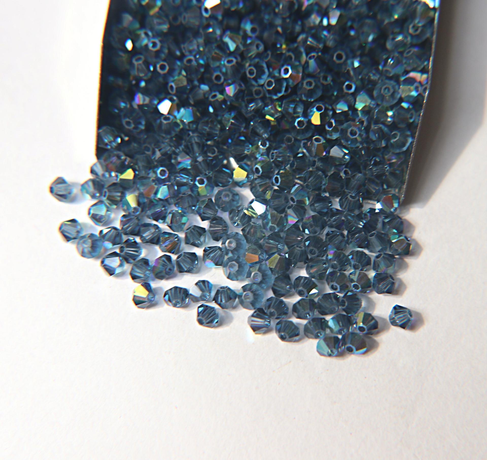 4mm Swarovski Montana AB Bicones 36/72/144/432/720 Pieces Jewellery making beads, couture embellishments, rainbow sequins