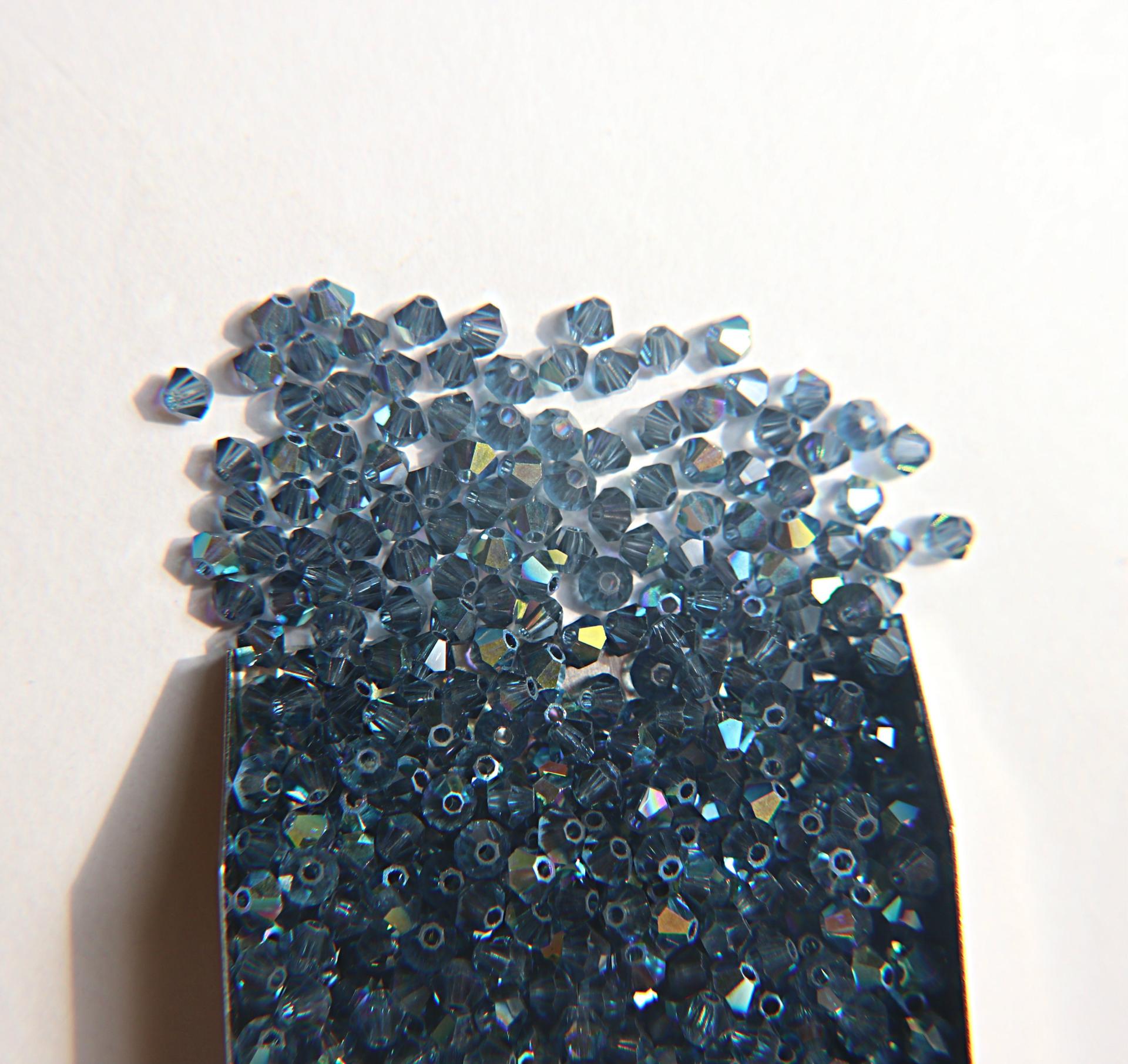 4mm Swarovski Montana AB Bicones 36/72/144/432/720 Pieces Jewellery making beads, couture embellishments, rainbow sequins