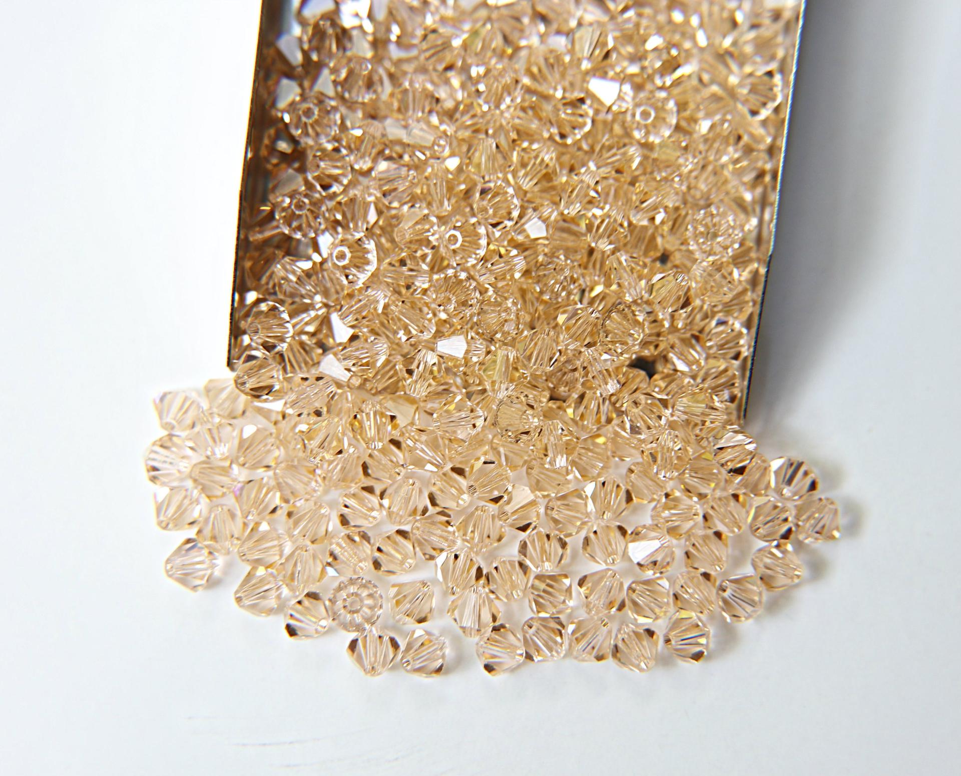 3mm Light Peach Swarovski Bicone beads 36/72/144/432/720 Pieces embroidery materials, jewelry making, wedding decorations, rare craft supply