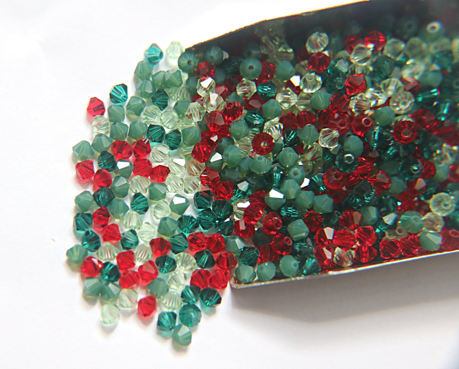 3/4mm Christmas Eve Designer Mixes Swarovski Bicone beads 36/72/144/432/720 Pieces loose beads, mix beads, embroidery materials, craft bead