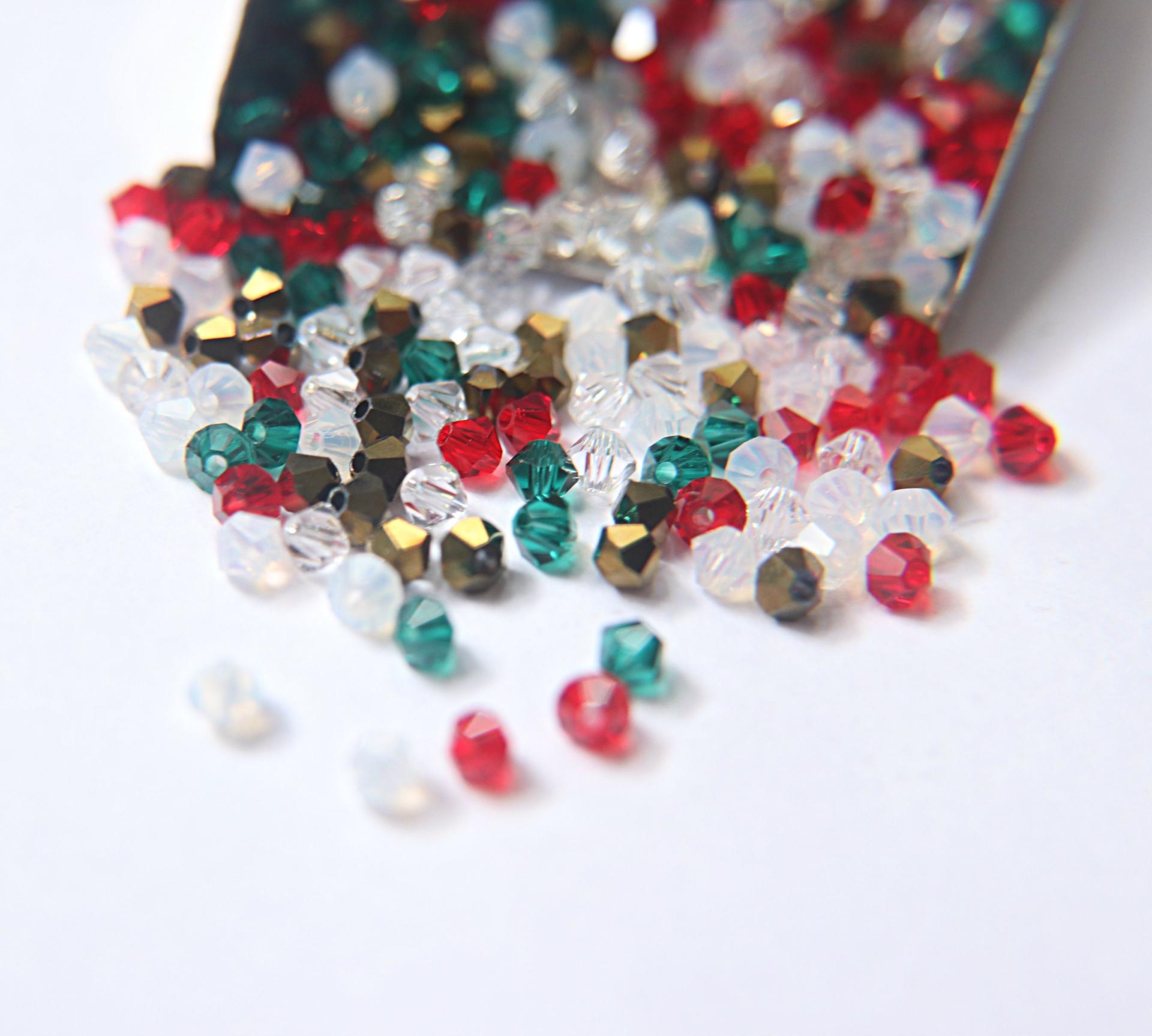 3/4 mm Candy Cane Mixes Swarovski Bicone beads 36/72/144/432/720 Pieces loose beads, mix beads, embroidery materials, craft supplies, RARE