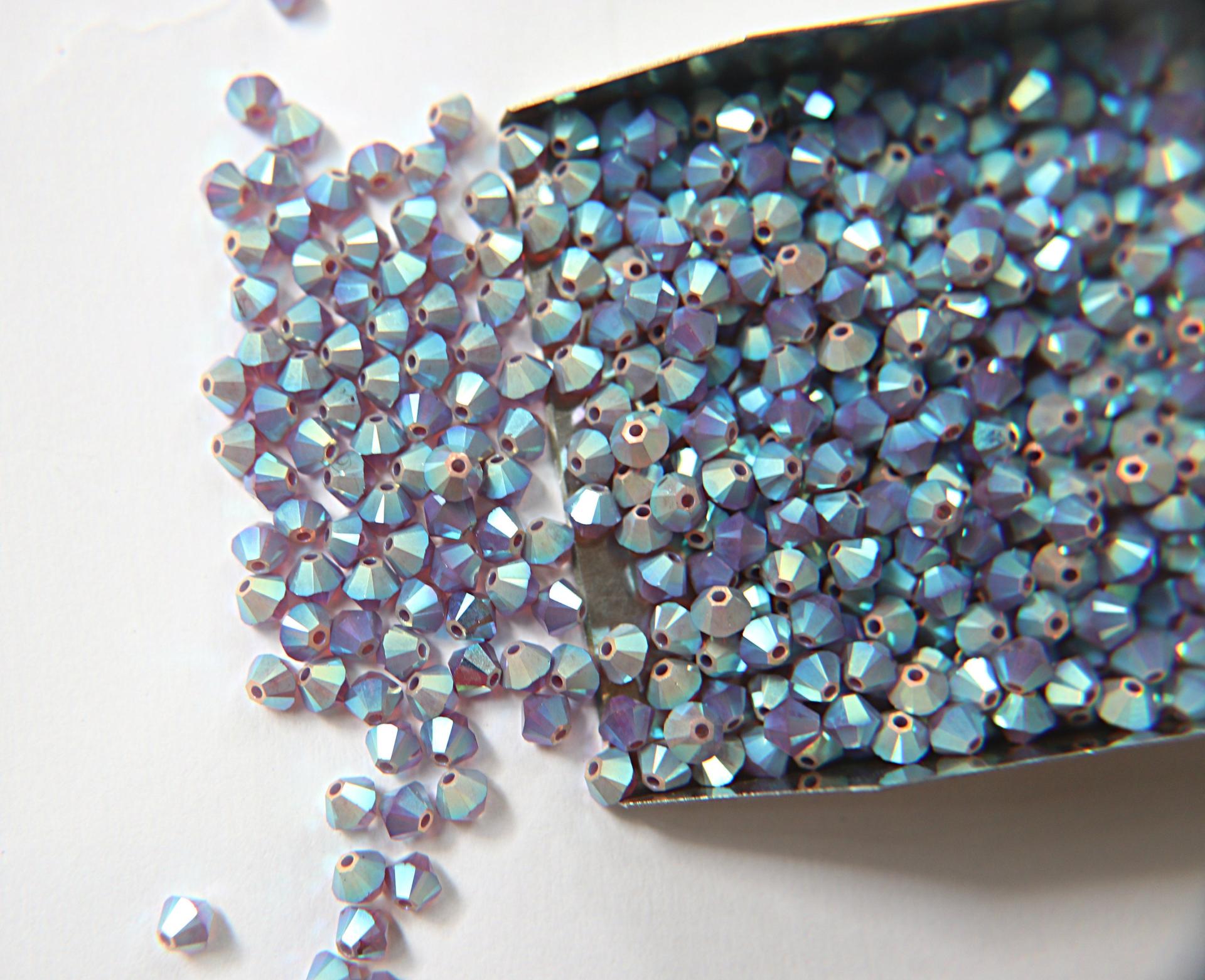 4mm Dark Cyclamen Opal 2X Aurore Boreale Swarovski Bicone Cuts beads AB 36/72/144/432/720 Pieces embellishment couture
