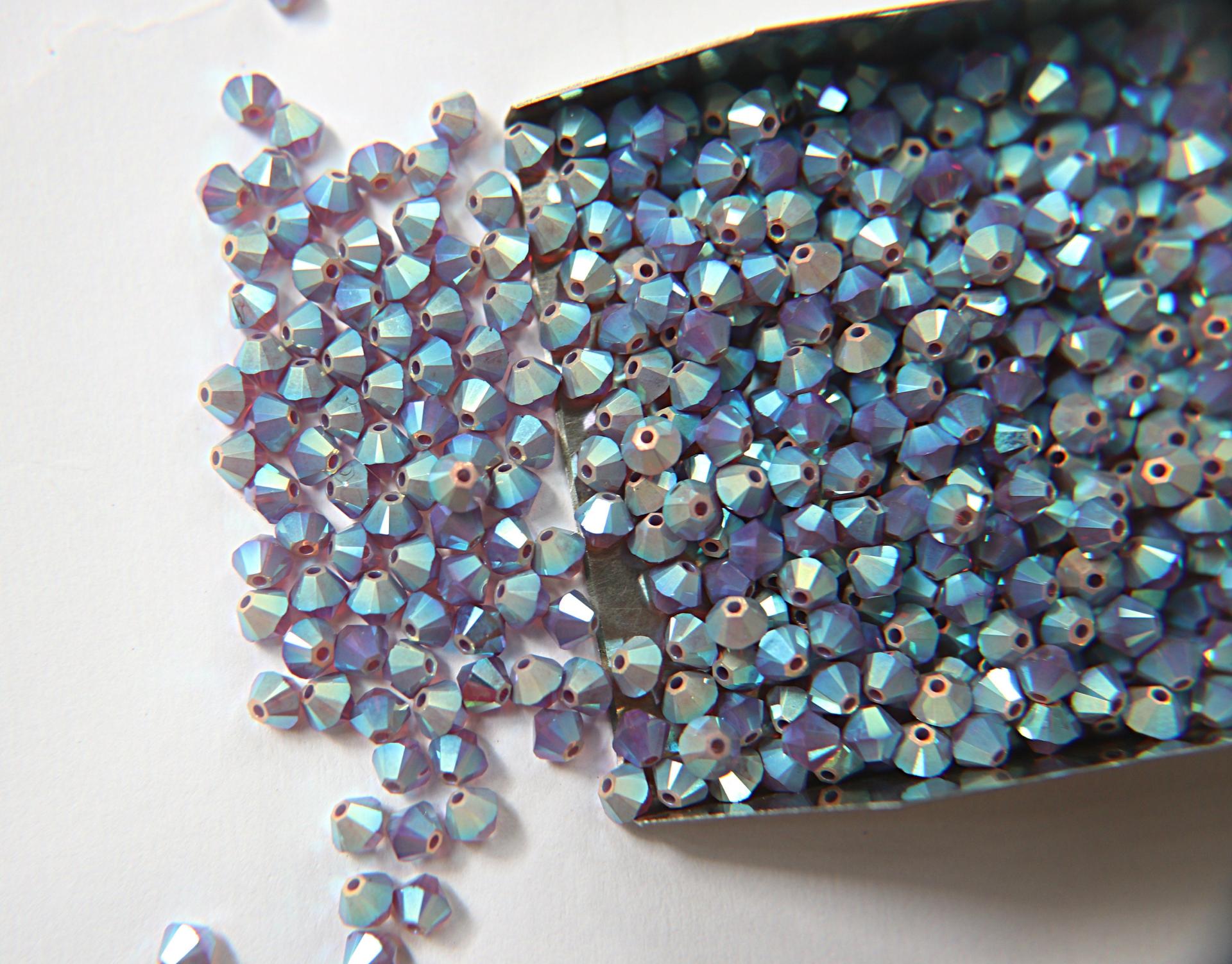 4mm Dark Cyclamen Opal 2X Aurore Boreale Swarovski Bicone Cuts beads AB 36/72/144/432/720 Pieces embellishment couture