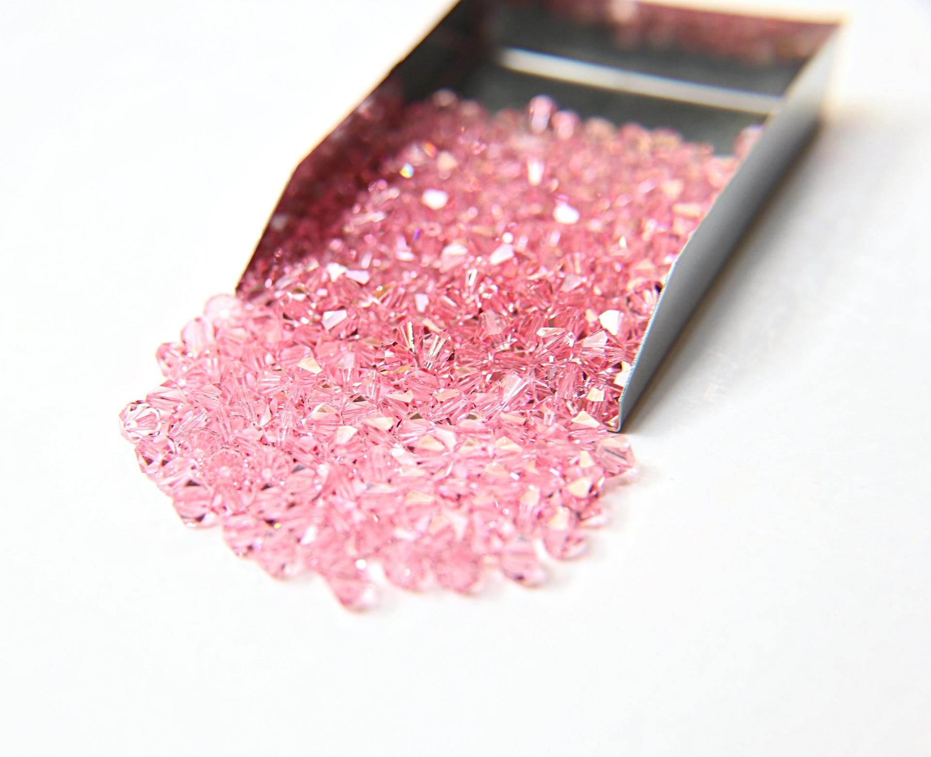 3mm Light Rose Swarovski Bicone beads 36/72/144/432/720 Pieces jewelry making, crystal beads, embroidery materials, wedding decorations