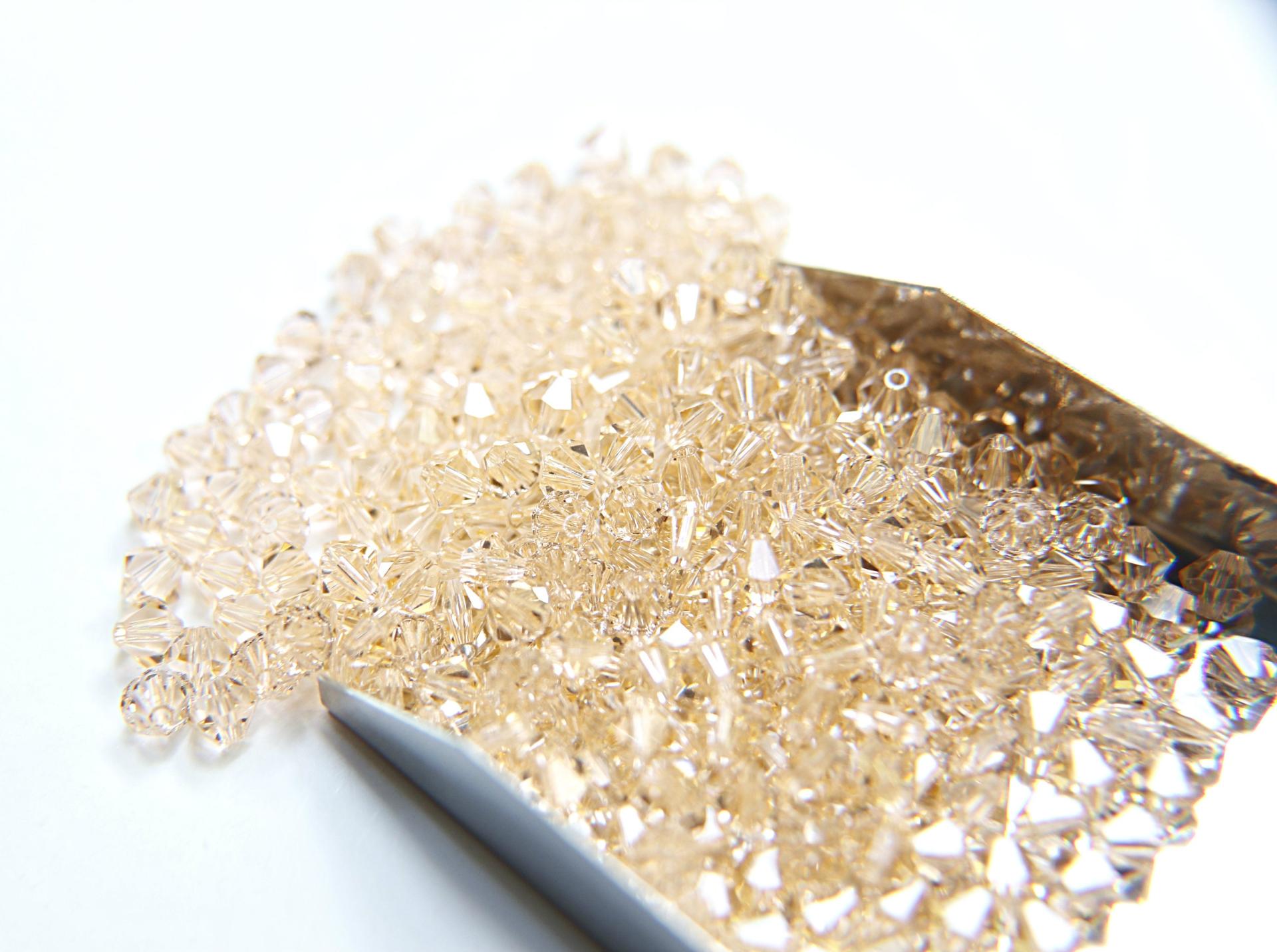 3mm Light Peach Swarovski Bicone beads 36/72/144/432/720 Pieces embroidery materials, jewelry making, wedding decorations, rare craft supply