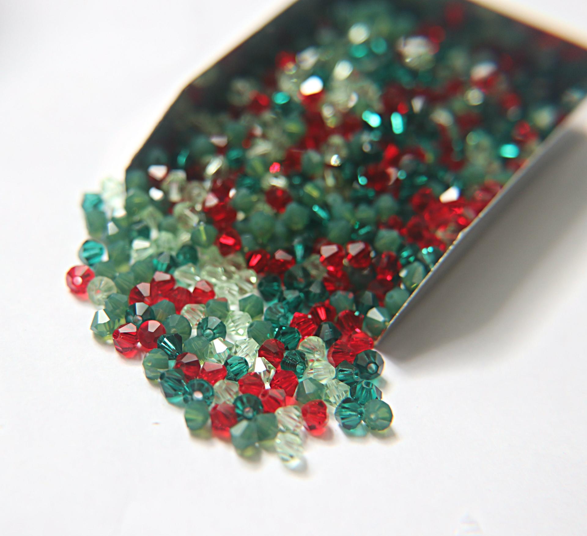 3/4mm Christmas Eve Designer Mixes Swarovski Bicone beads 36/72/144/432/720 Pieces loose beads, mix beads, embroidery materials, craft bead