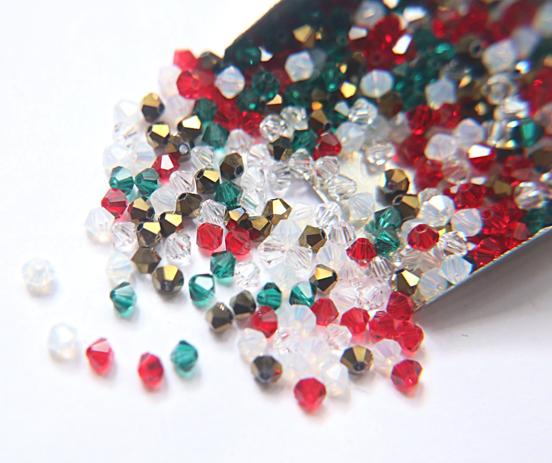 3/4 mm Candy Cane Mixes Swarovski Bicone beads 36/72/144/432/720 Pieces loose beads, mix beads, embroidery materials, craft supplies, RARE