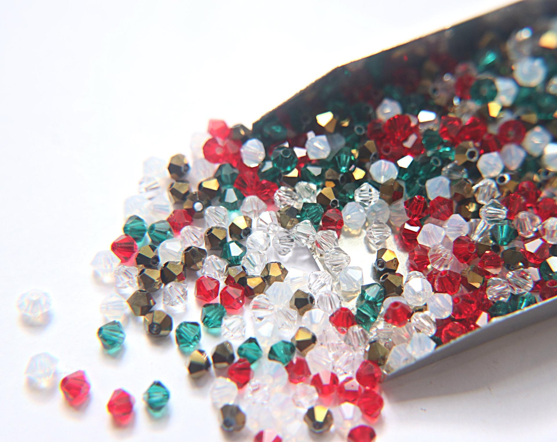 3/4 mm Candy Cane Mixes Swarovski Bicone beads 36/72/144/432/720 Pieces loose beads, mix beads, embroidery materials, craft supplies, RARE