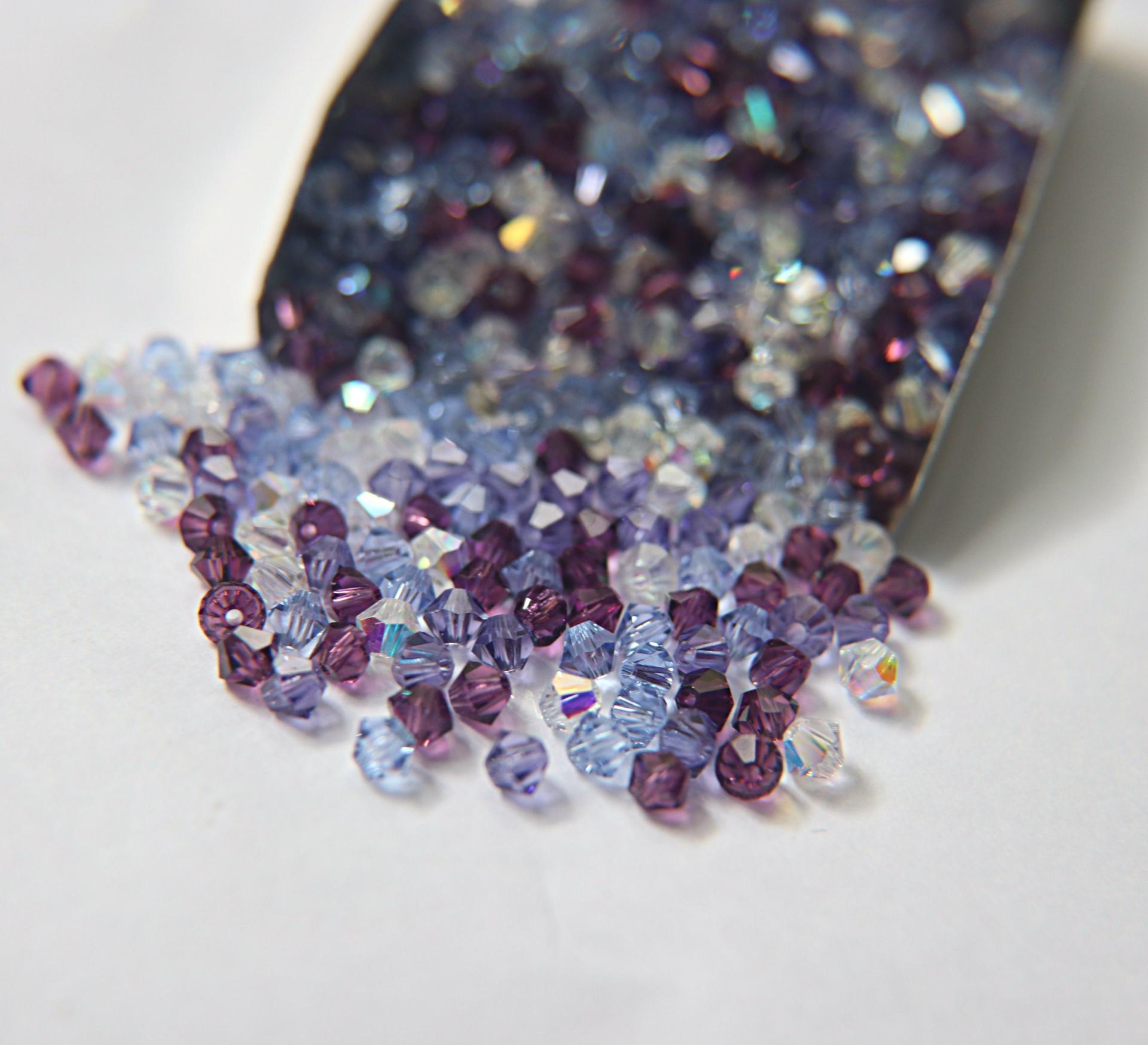 3/4 mm Pleasant Purple Mixes Swarovski Bicone beads 36/72/144/432/720 Pieces loose beads, mix beads, embroidery materials, craft supplies