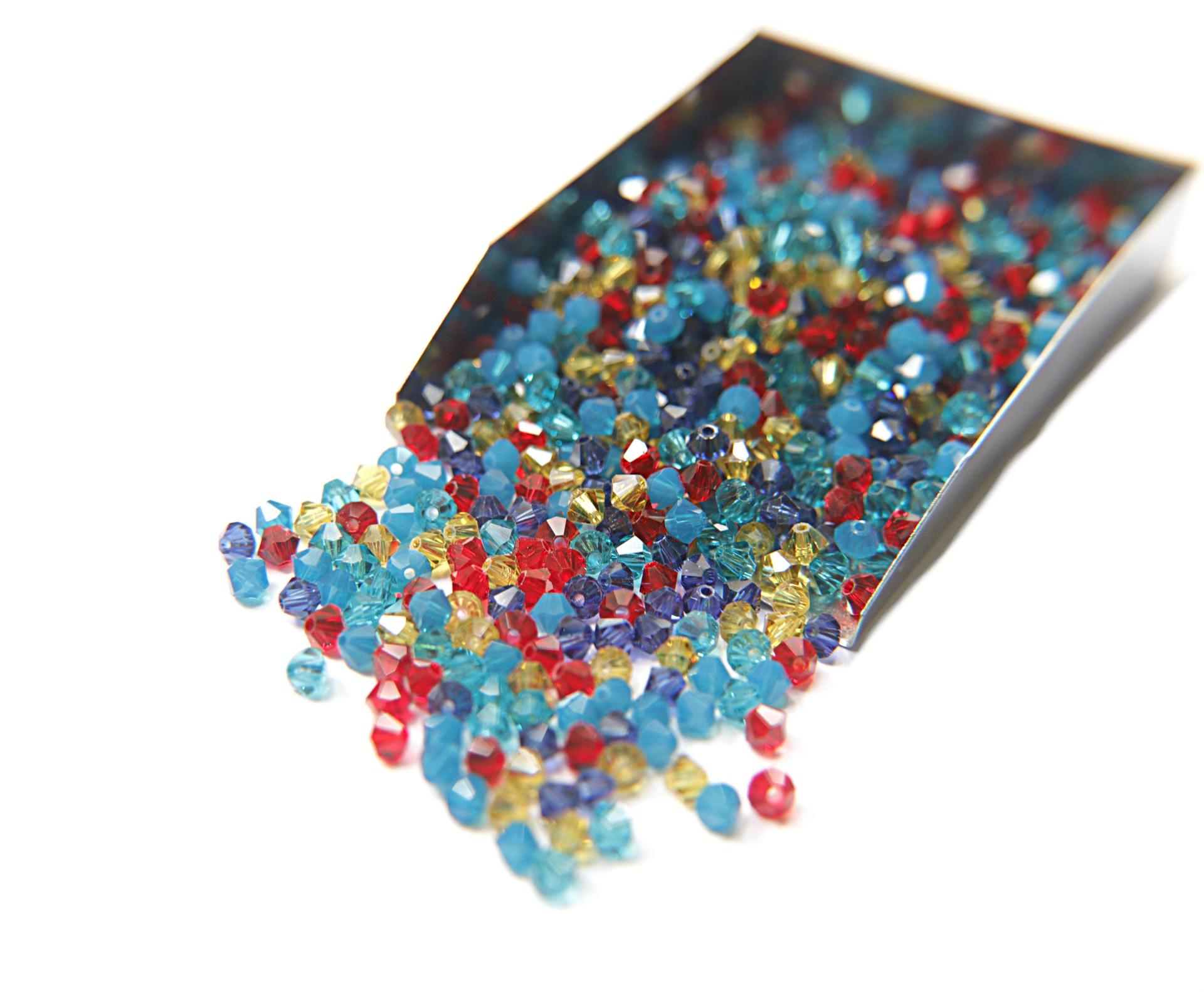 4mm Mystic Blue Designer Mixes Swarovski Bicone beads 36/72/144/432/720 Pieces loose beads, mix beads, embroidery materials, craft supplies