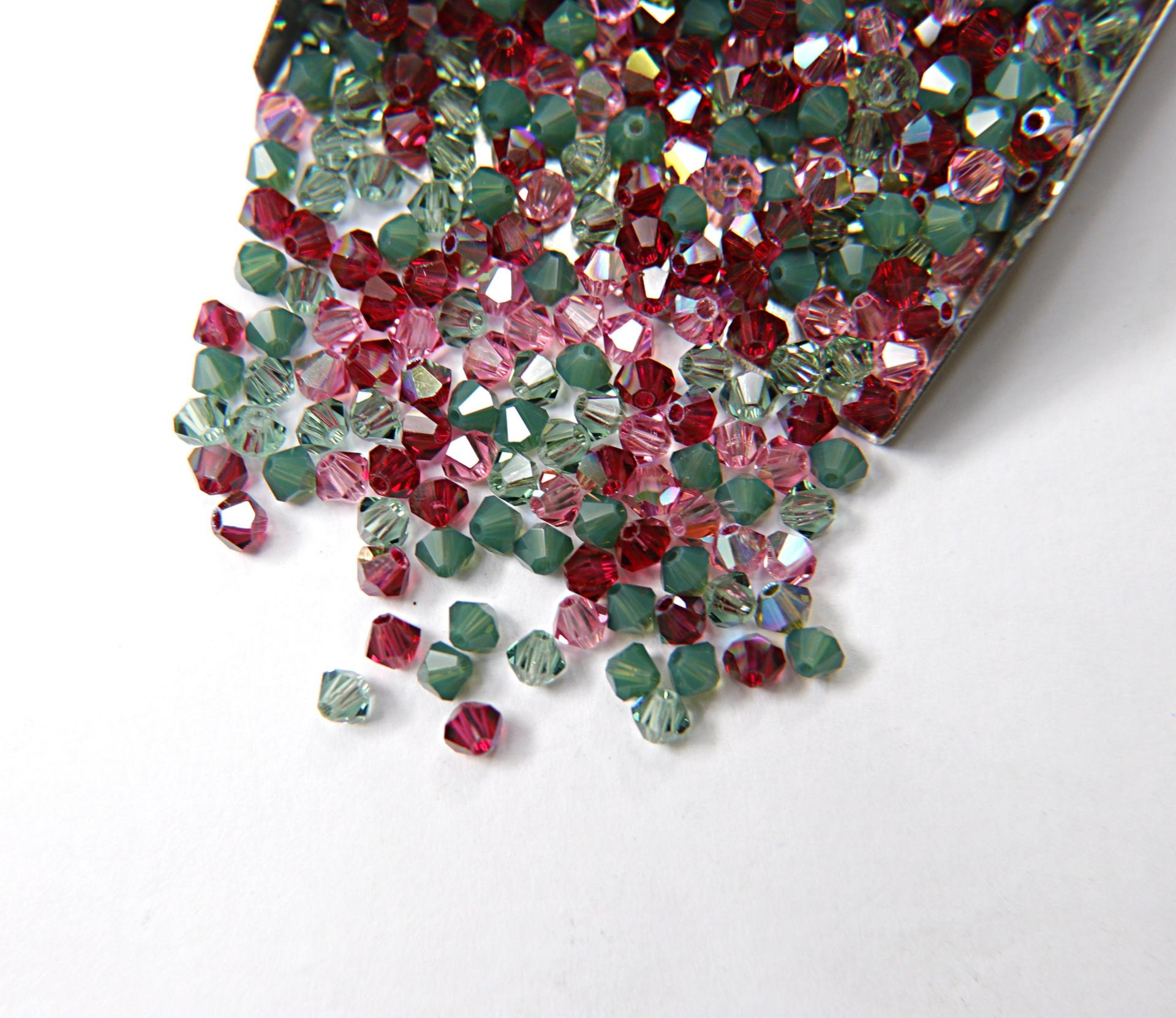 4mm Rosy Green Designer Mixes Swarovski Bicone beads 36/72/144/432/720 Pieces loose beads, mix beads, embroidery materials, craft supplies