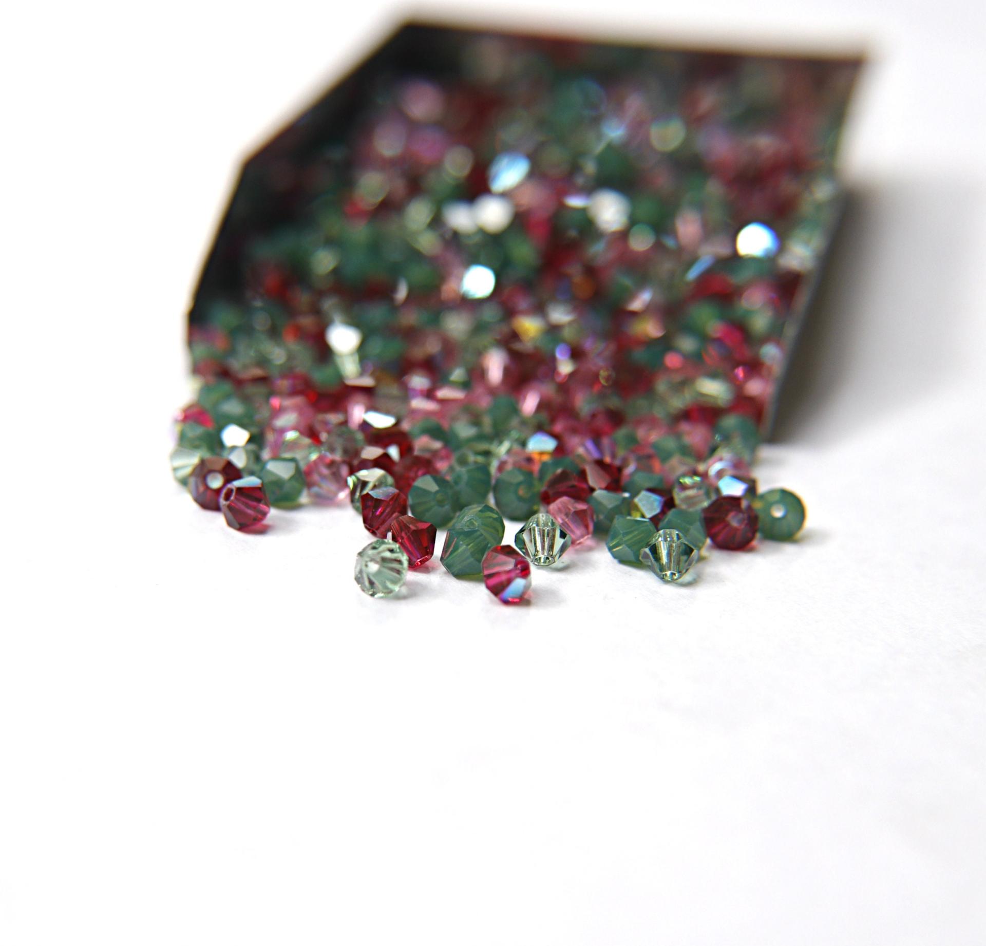 4mm Rosy Green Designer Mixes Swarovski Bicone beads 36/72/144/432/720 Pieces loose beads, mix beads, embroidery materials, craft supplies