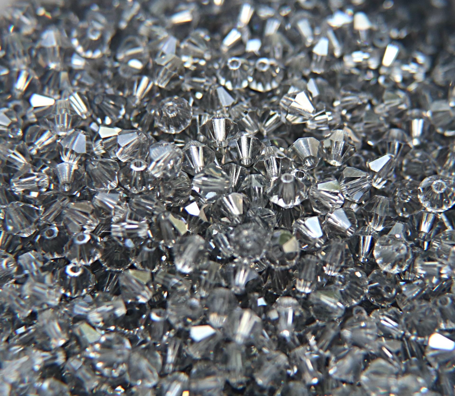 Light Black Diamond (4mm) Swarovski Bicone 36/72/144/432/720 Pieces VINTAGE SWAROVSKI, jewelry findings, loose beads, embroidery materials