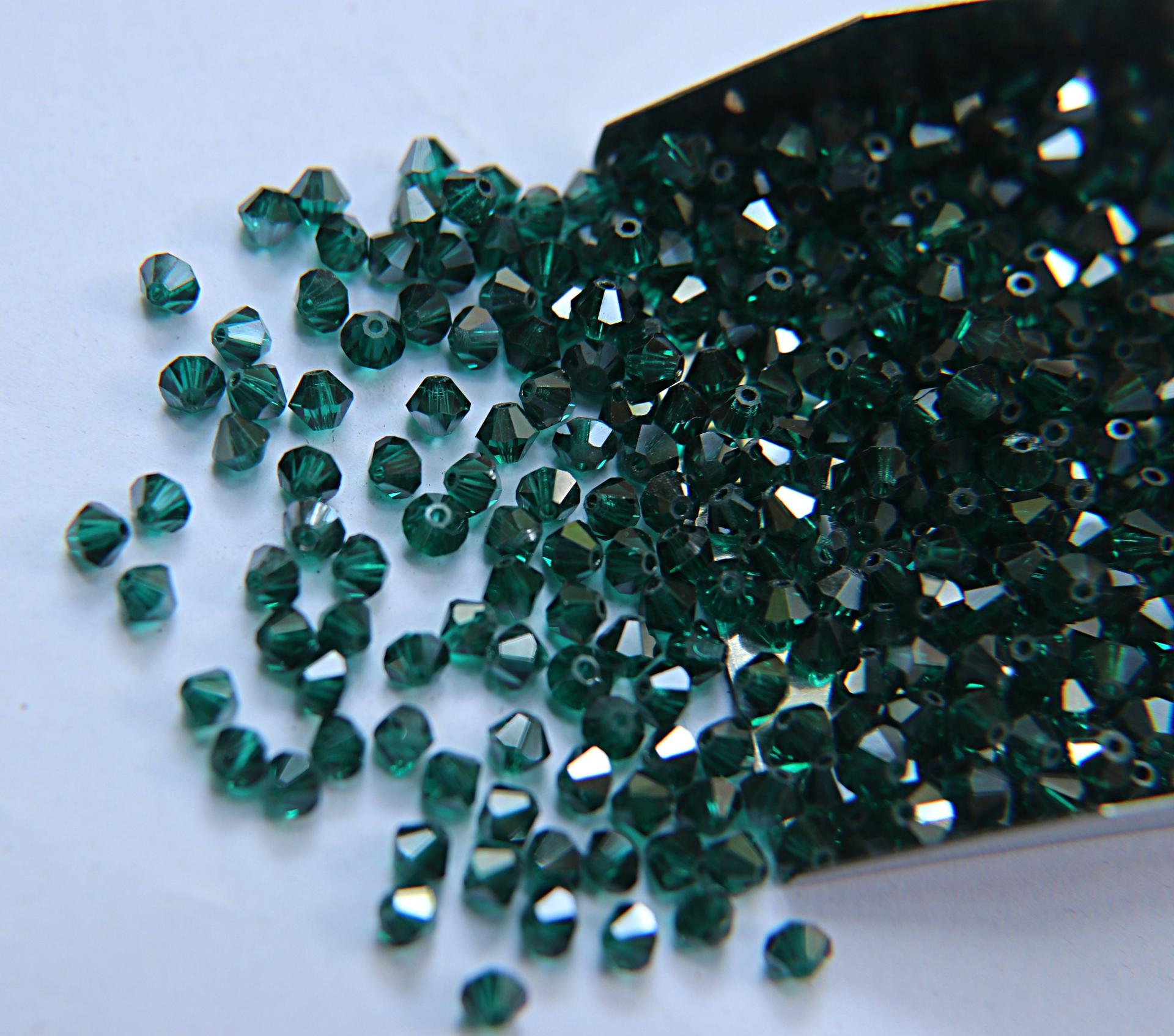 4mm Emerald Satin Swarovski Bicone Cuts Beads 36/72/144/432/720 Pieces jewelry making, loose beads