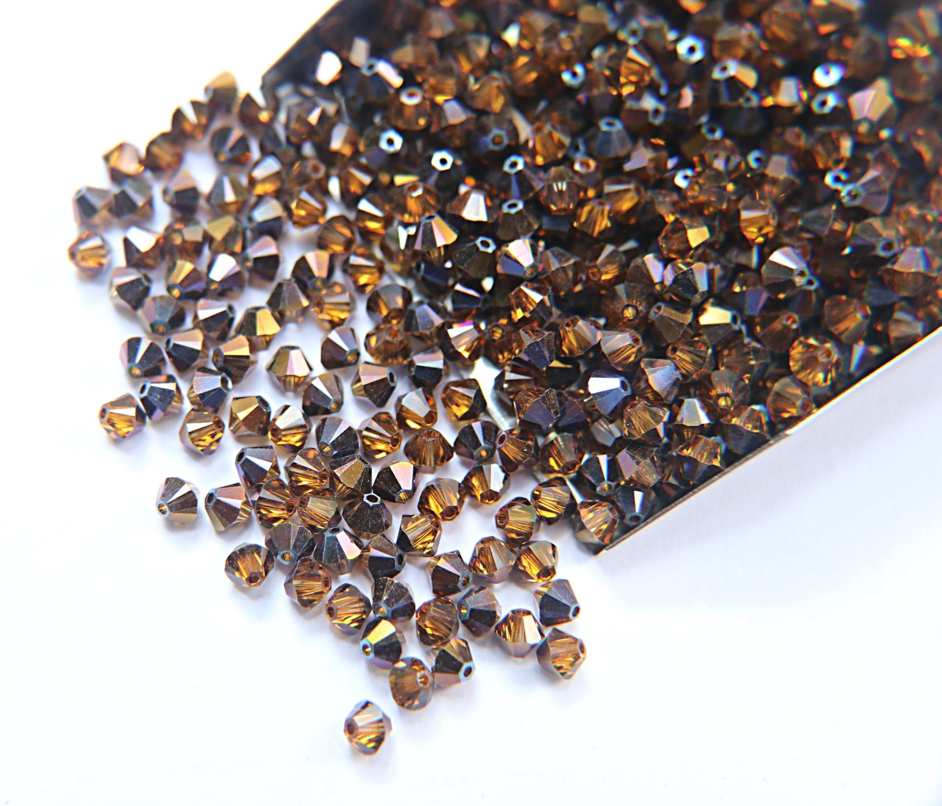 4mm Topaz Metallic Blue Swarovski Bicone Cuts Beads 36/72/144/432/720 Pieces jewelry making, loose beads