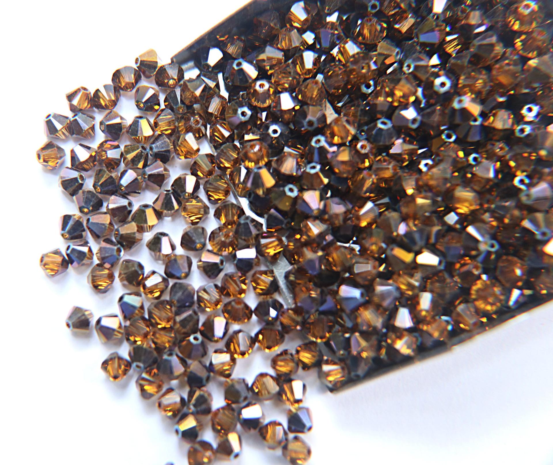4mm Topaz Metallic Blue Swarovski Bicone Cuts Beads 36/72/144/432/720 Pieces jewelry making, loose beads