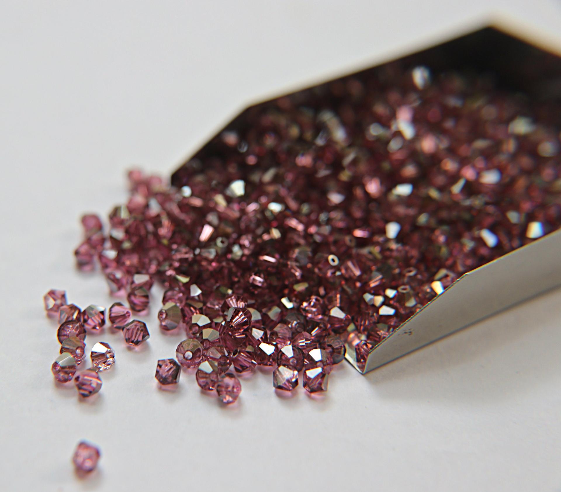 4mm Light Rose Satin Swarovski Bicone Cuts Beads 36/72/144/432/720 Pieces jewelry making, loose beads, embroidery materials, craft supply