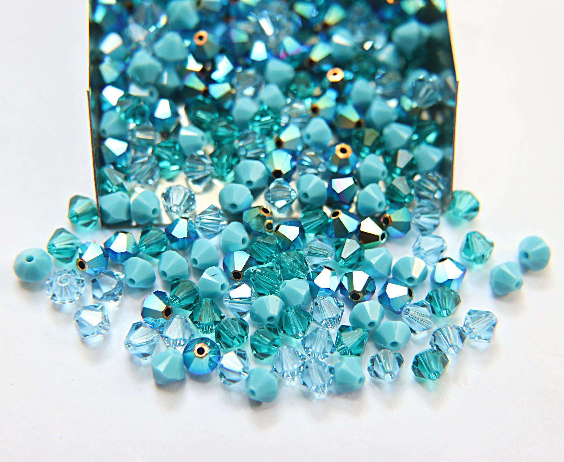 5mm Breeze Blue Designer Mixes Swarovski Bicone beads 12/36/72/144/432/720 Pieces jewelry making, embroidery materials, mix beads, craft