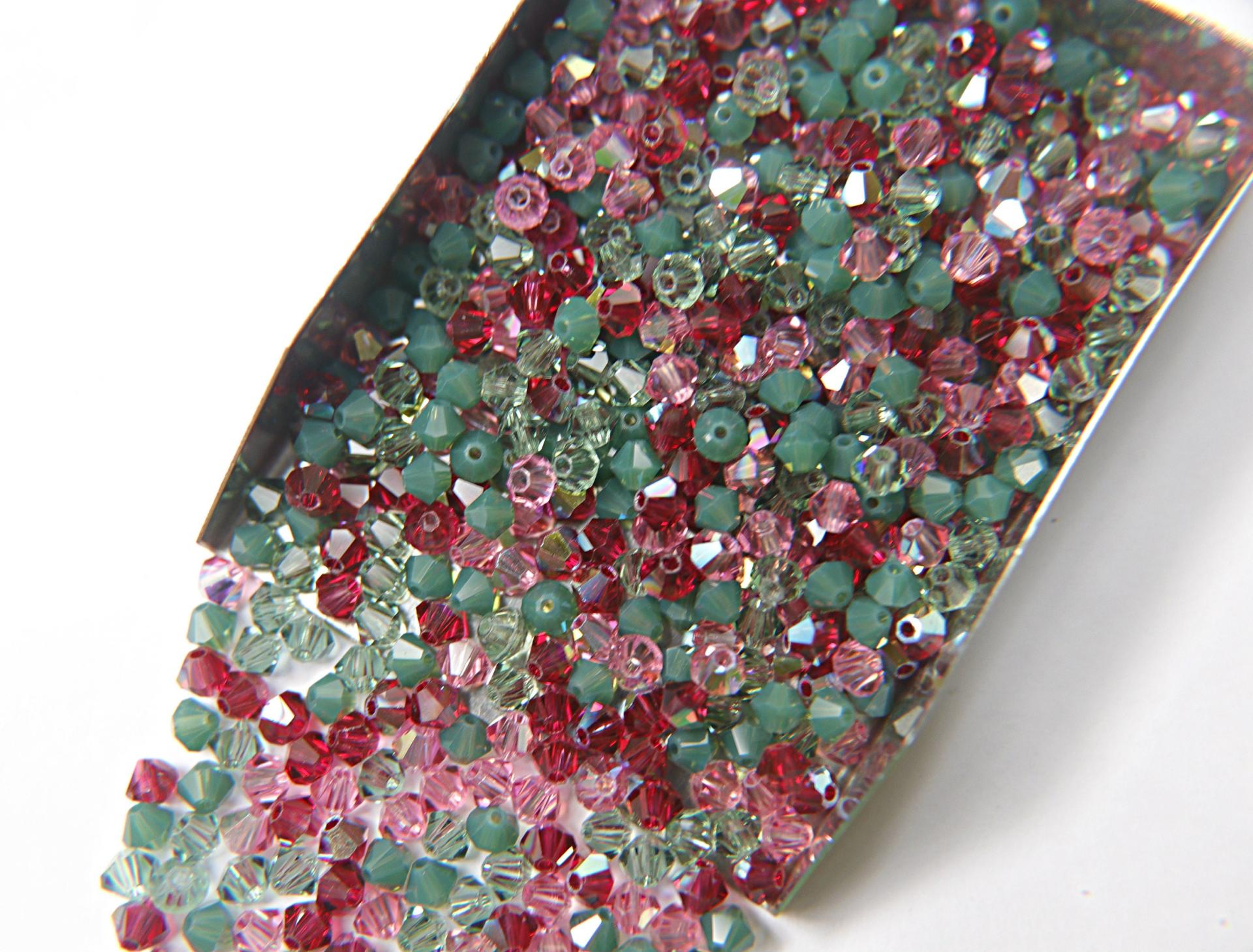 4mm Rosy Green Designer Mixes Swarovski Bicone beads 36/72/144/432/720 Pieces loose beads, mix beads, embroidery materials, craft supplies