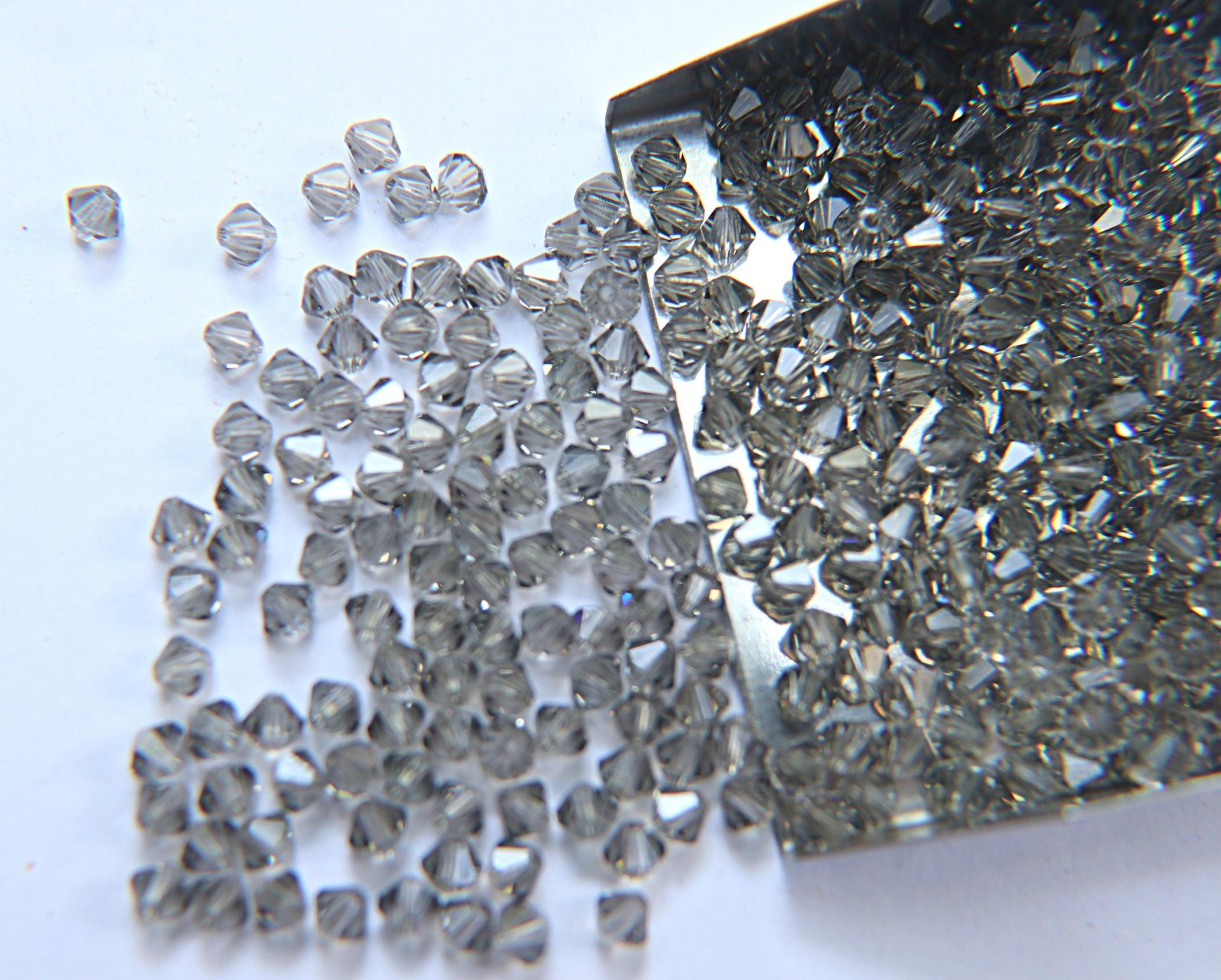 Light Black Diamond (4mm) Swarovski Bicone 36/72/144/432/720 Pieces VINTAGE SWAROVSKI, jewelry findings, loose beads, embroidery materials