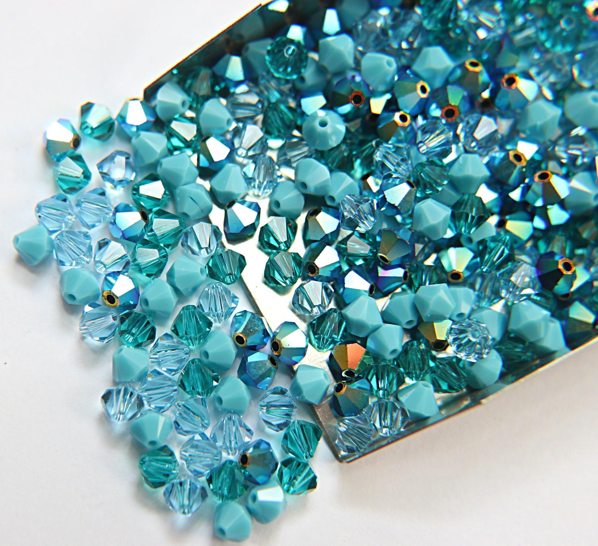 5mm Breeze Blue Designer Mixes Swarovski Bicone beads 12/36/72/144/432/720 Pieces jewelry making, embroidery materials, mix beads, craft
