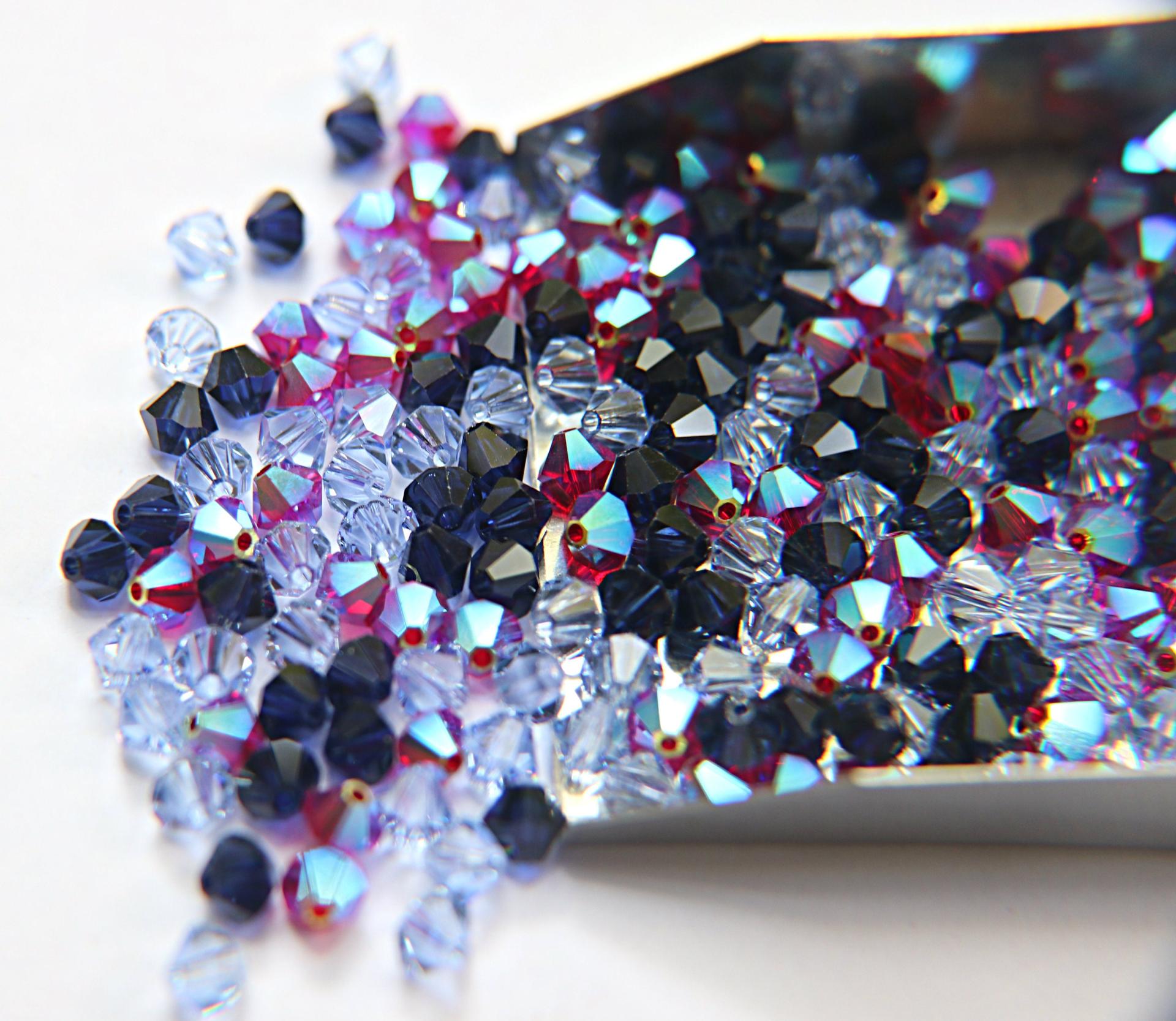 5mm Blue Lily Designer Mixes Swarovski Bicone beads 12/36/72/144/432/720 Pieces jewelry making embroidery materials, mix beads, craft supply
