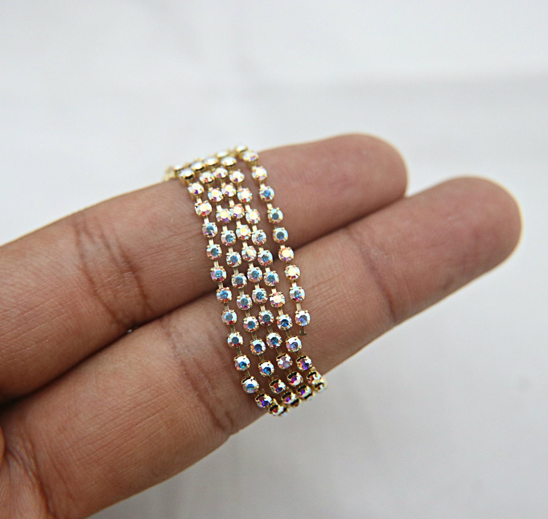 14PP Rhinestone Chain Swarovski vintage 2mm (0.5/1/2/5 meters) vintage findings, strass chains, craft supplies , wedding decorations, laces