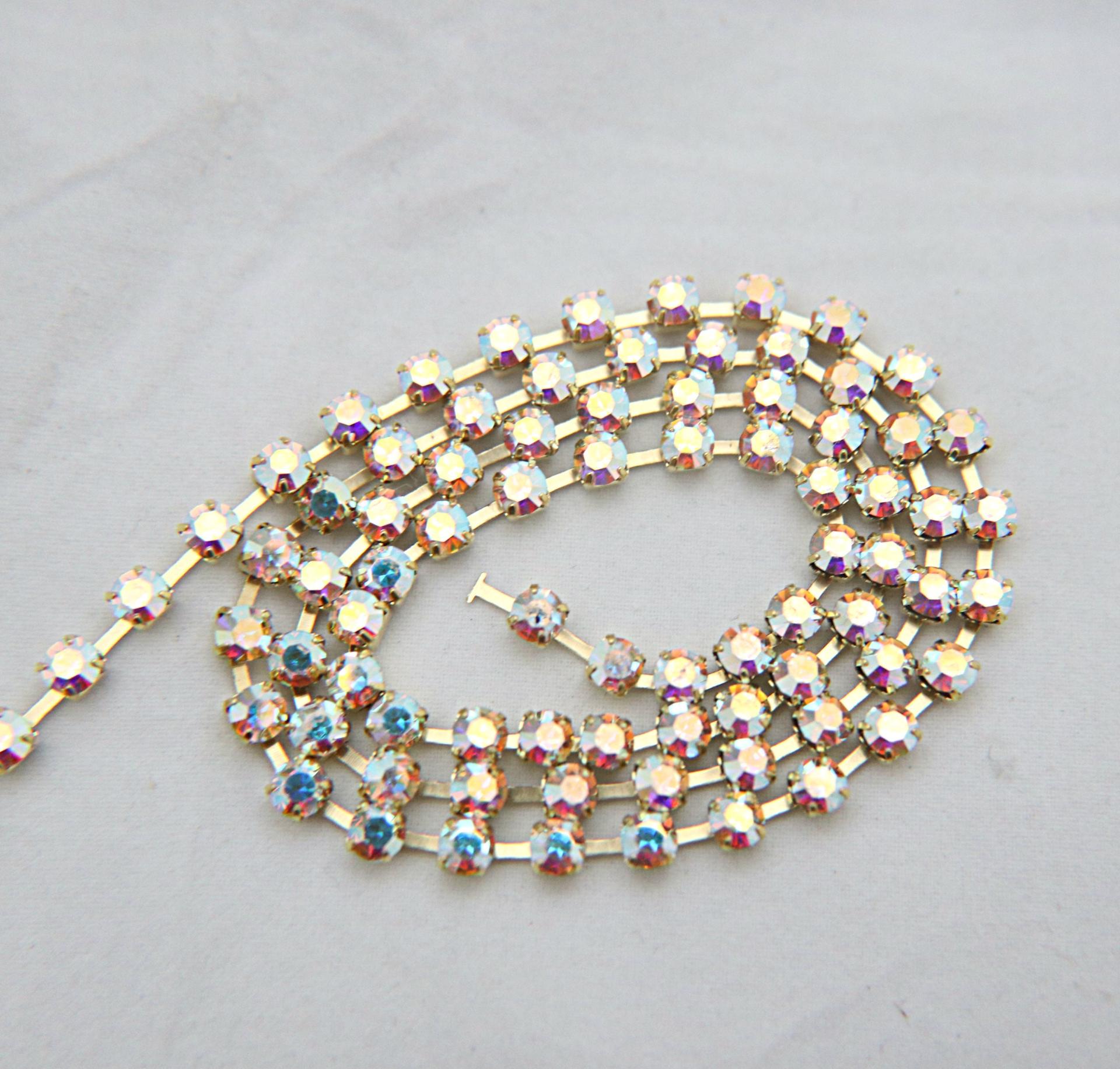 12SS Swarovski Rhinestone Chain in Crystal AB 3mm 0.5/1/2/5 Meters Wedding Bridal Supplies|Jewelry Making|Decoration, strass chains, rare