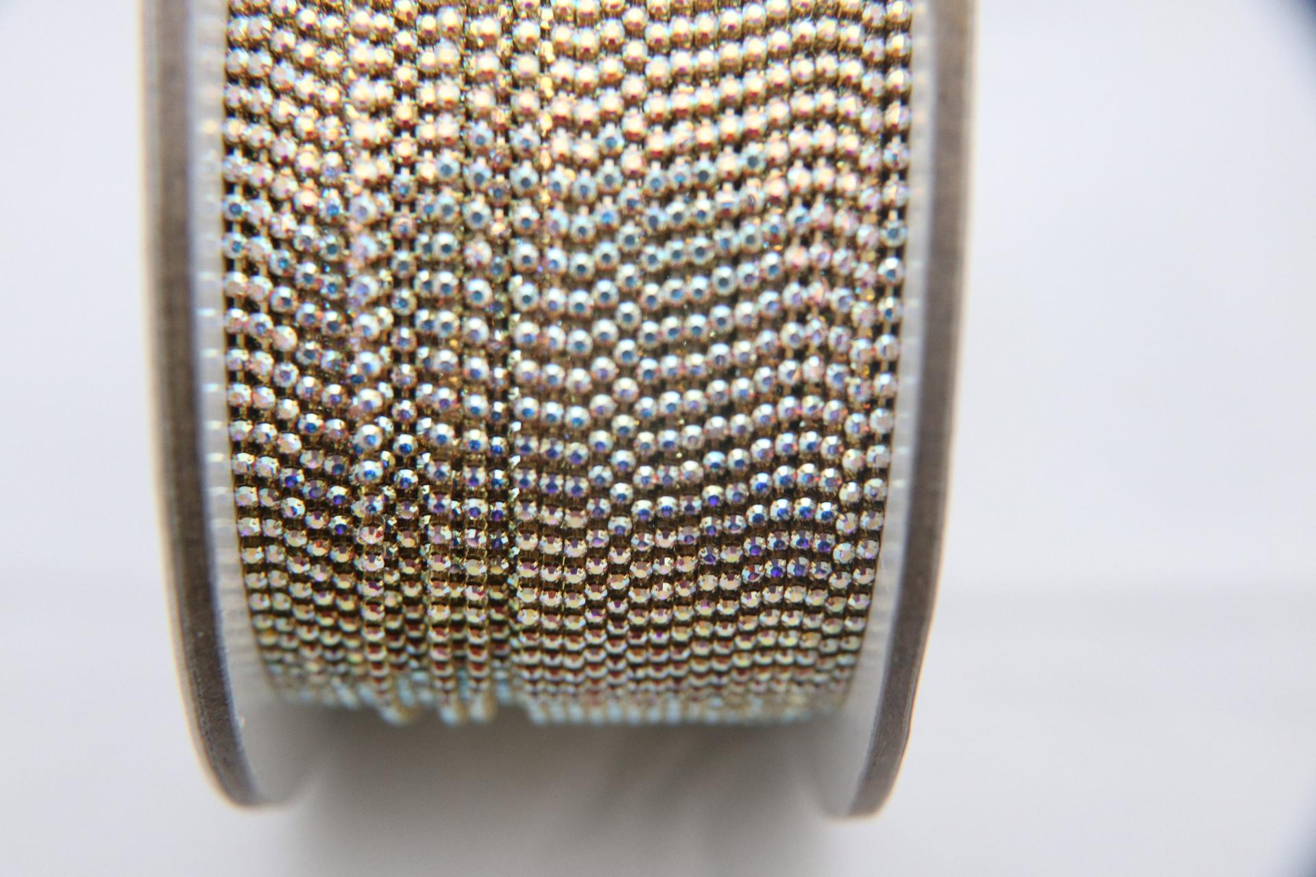 18pp Swarovski Crystal AB (2.5mm) 0.5/1/2/5 Meters Brass Settings Wedding Bridal Supplies|Jewelry Making|Decoration, strass chains, laces
