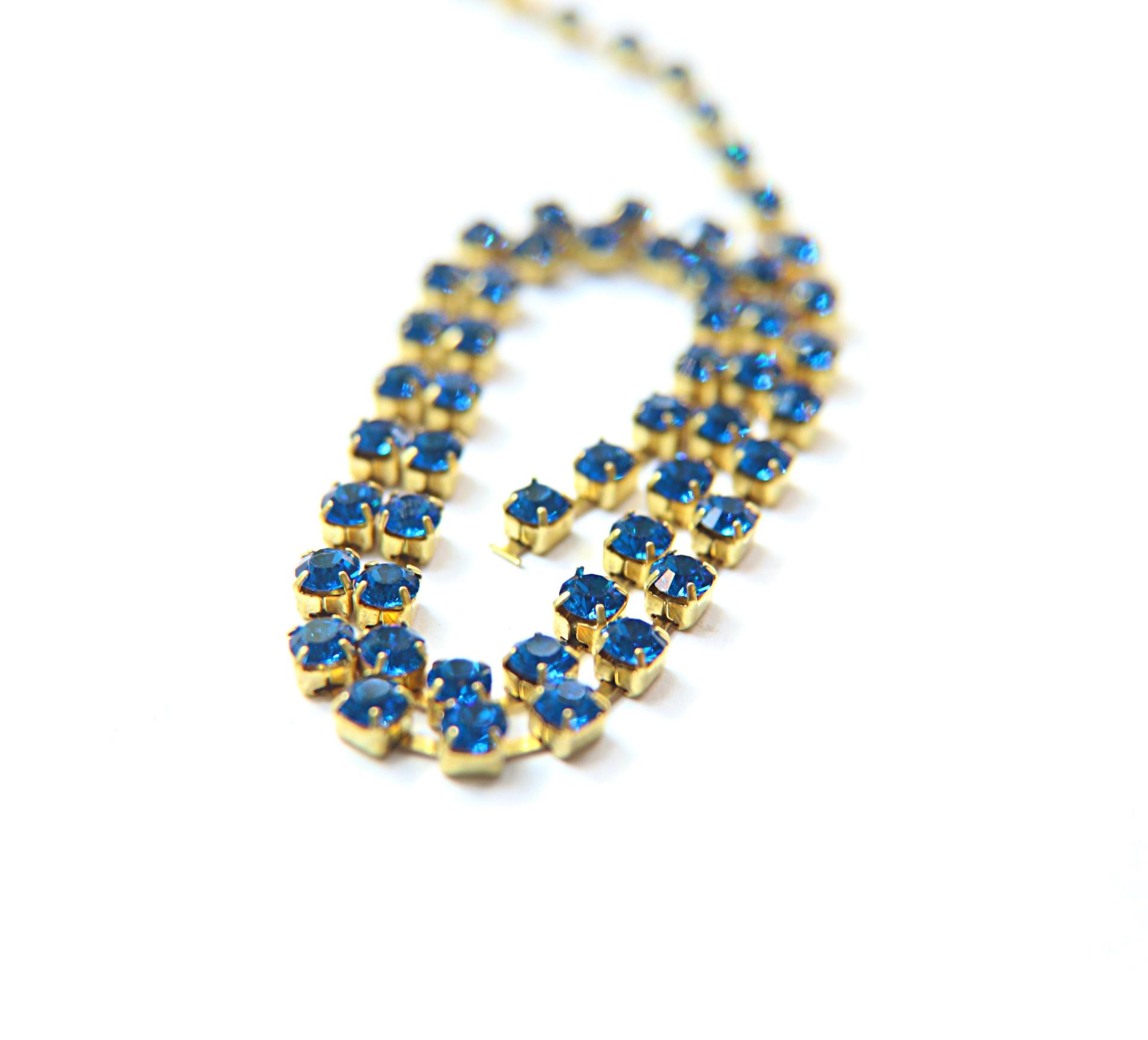 18ss Swarovski Rhinestone Chain in Capri Blue (4.2mm) 0.5/1/2/5 Meters Bridal Supplies, Jewelry, vintage findings, embroidery materials