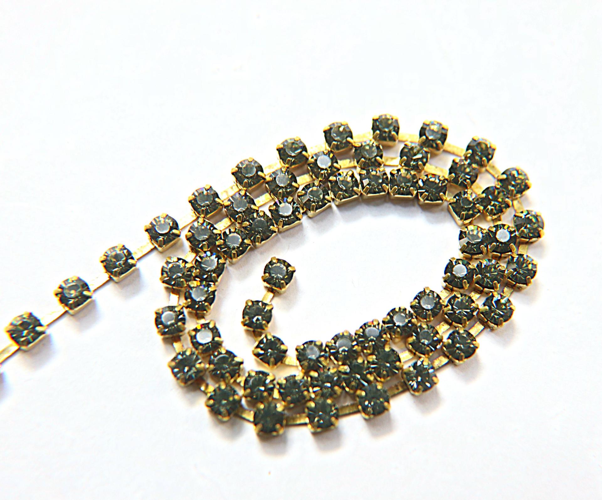 18ss Swarovski Rhinestone Chain in Black Diamond (215) 0.5/1/2/5 Meters Bridal Supplies, Jewelry, vintage findings, embroidery materials