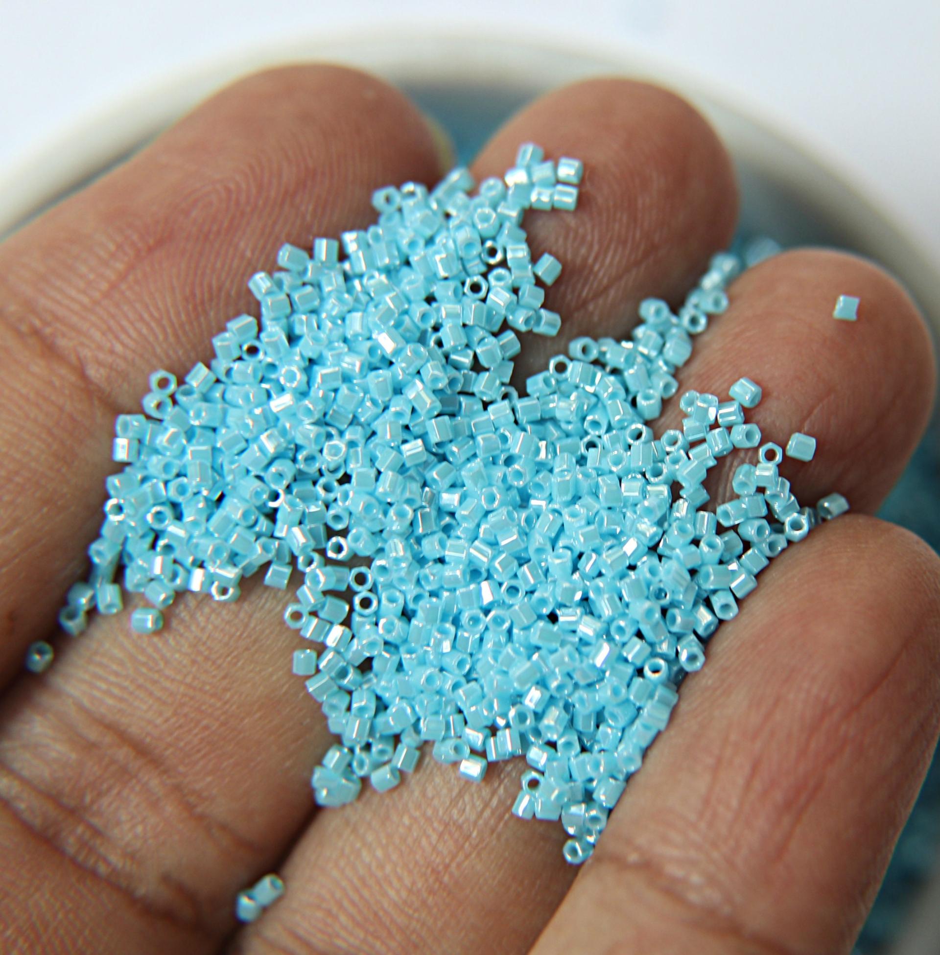 15/0 Miyuki Hex Cuts in color Opaque Turquoise Blue Luster Japanese Beads 10/20/50/100 Grams embroidery materials, beading supplies