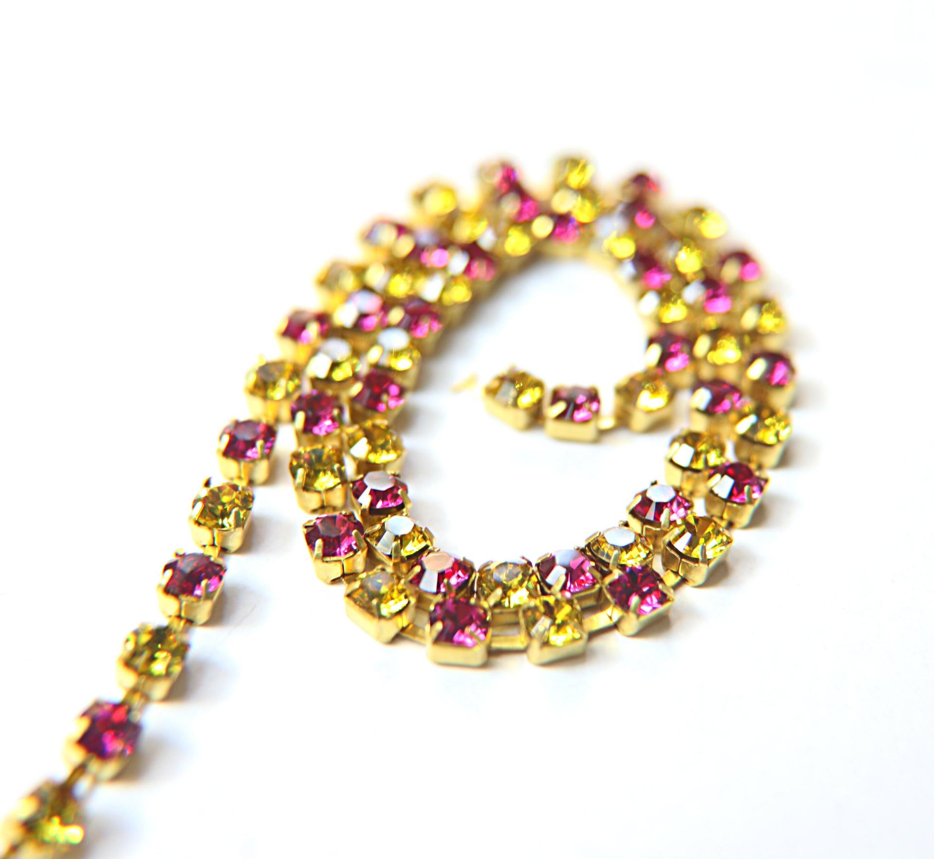 18ss Swarovski Rhinestone Chain in Light Topaz & Fuchsia 0.5/1/2/5 Meters Bridal Supplies, Jewelry, findings, embroidery materials, craft