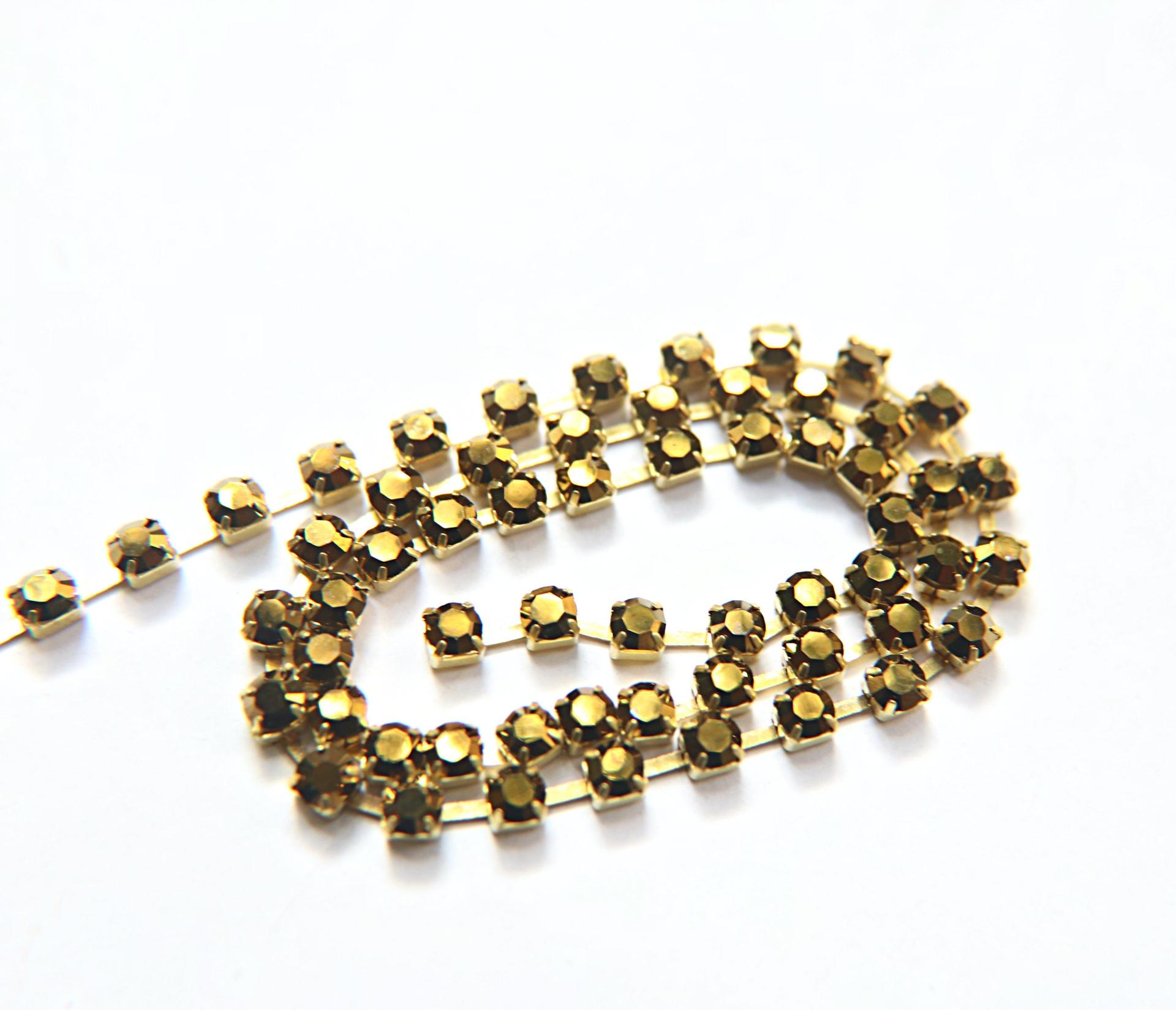 18ss Swarovski Rhinestone Chain in Crystal Dorado (4.2mm) 0.5/1/2/5 Meters Bridal Supplies, Jewelry, vintage findings, embroidery materials